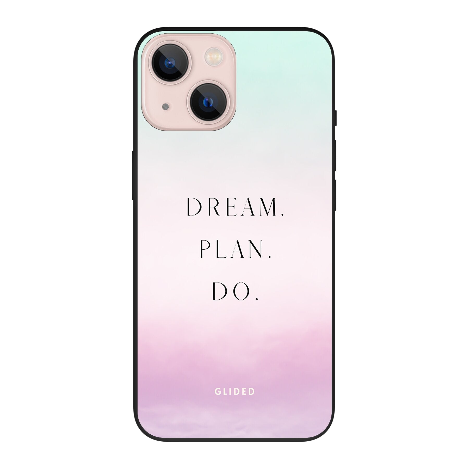 Dream Handyhülle für iPhone 13 mini mit inspirierendem Spruch 'Dream, plan, do' und ästhetischem Design.