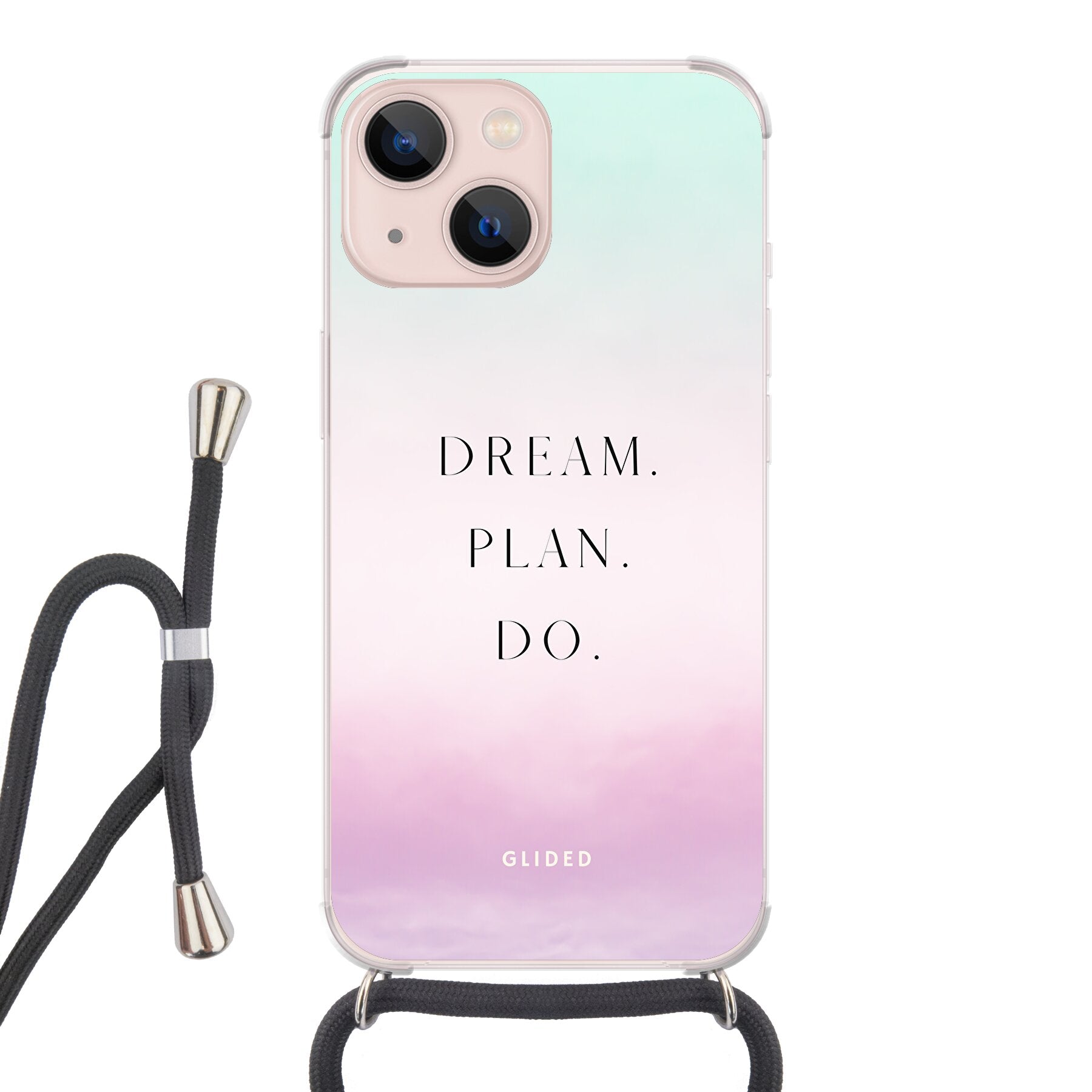 Dream Handyhülle für iPhone 13 mini mit inspirierendem Spruch 'Dream, plan, do' und ästhetischem Design.