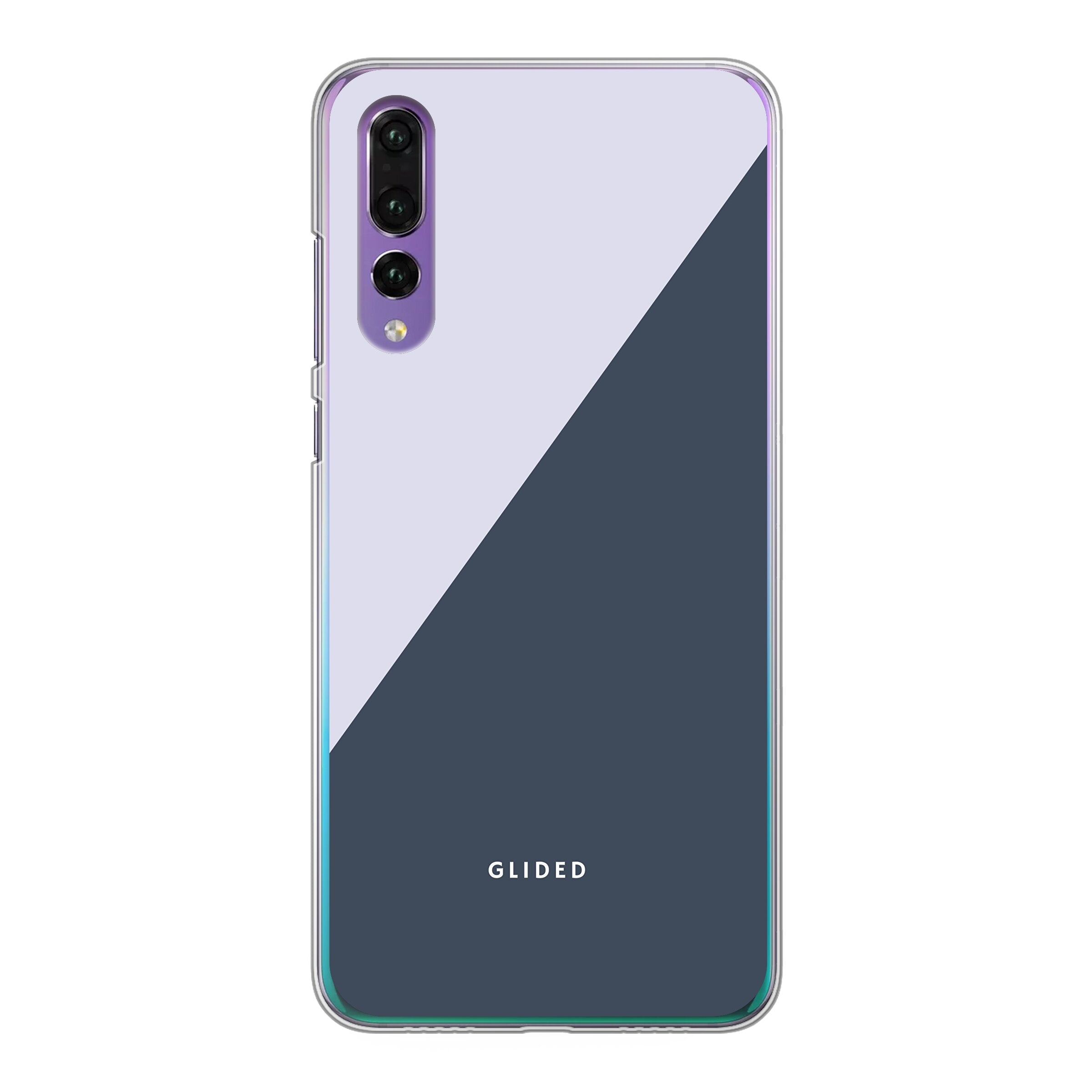 Edge Huawei P30 Handyhülle in Grau und Weiß mit minimalistischen Farbblöcken und klarem Design.