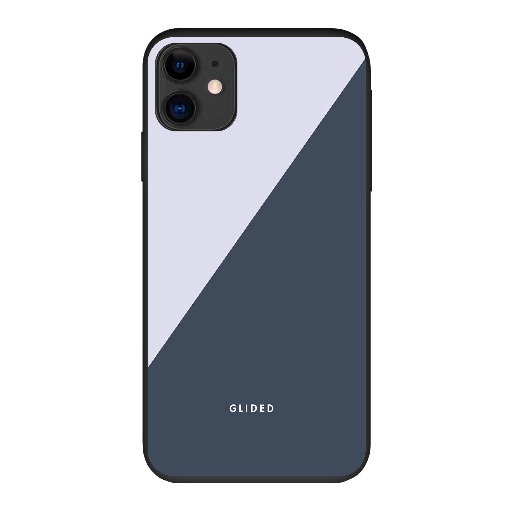 Edge iPhone 11 Handyhülle in Grau und Weiß mit minimalistischen Farbblöcken, bietet eleganten Schutz und modernen Stil.