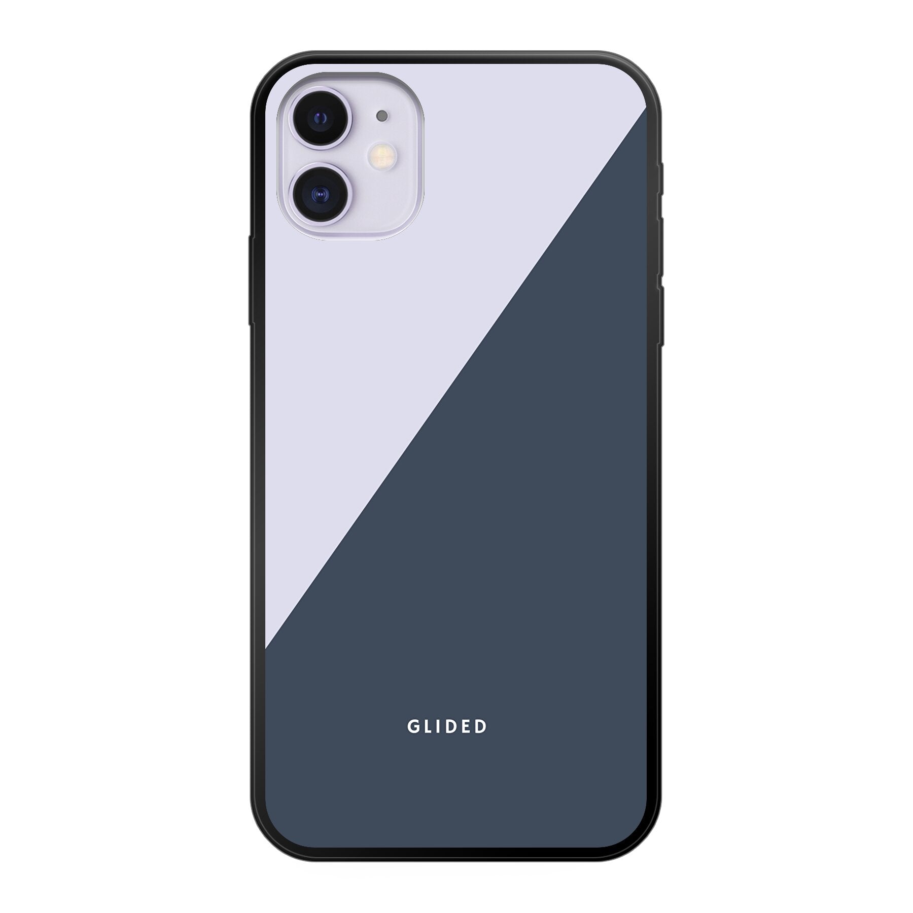 Edge iPhone 11 Handyhülle in Grau und Weiß mit minimalistischen Farbblöcken, bietet eleganten Schutz und modernen Stil.