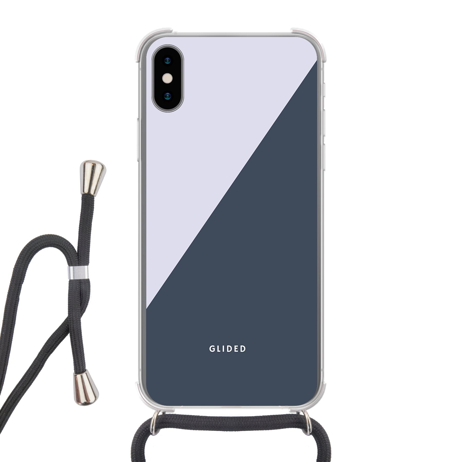 Edge iPhone X/Xs Handyhülle in Grau und Weiß mit minimalistischen Farbblöcken und klarem Design.