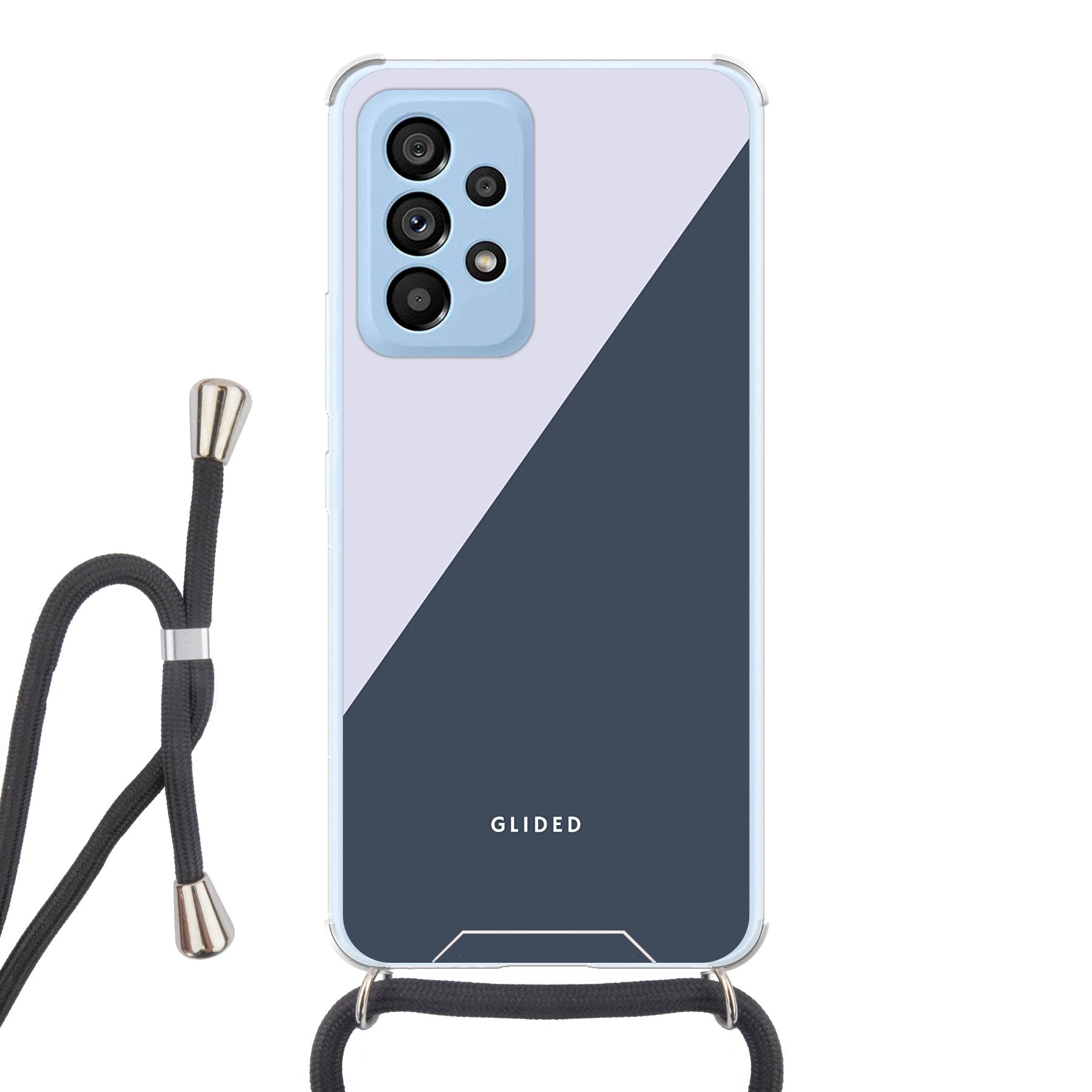 Edge Handyhülle für Samsung Galaxy A53 5G in Grau und Weiß, minimalistisches Design mit klaren Linien.