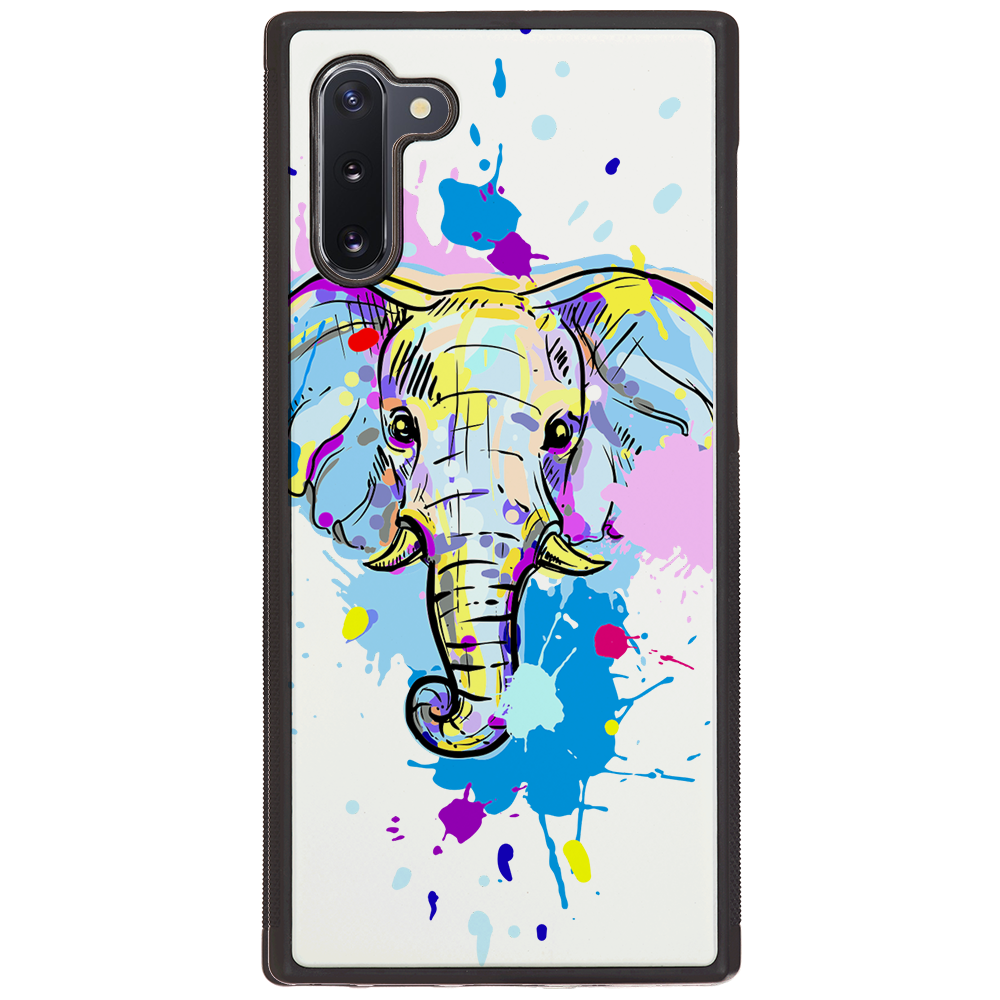 Elephant Head 1 phone case featuring UV color printed design on natural wood surface, showcasing durability and style.