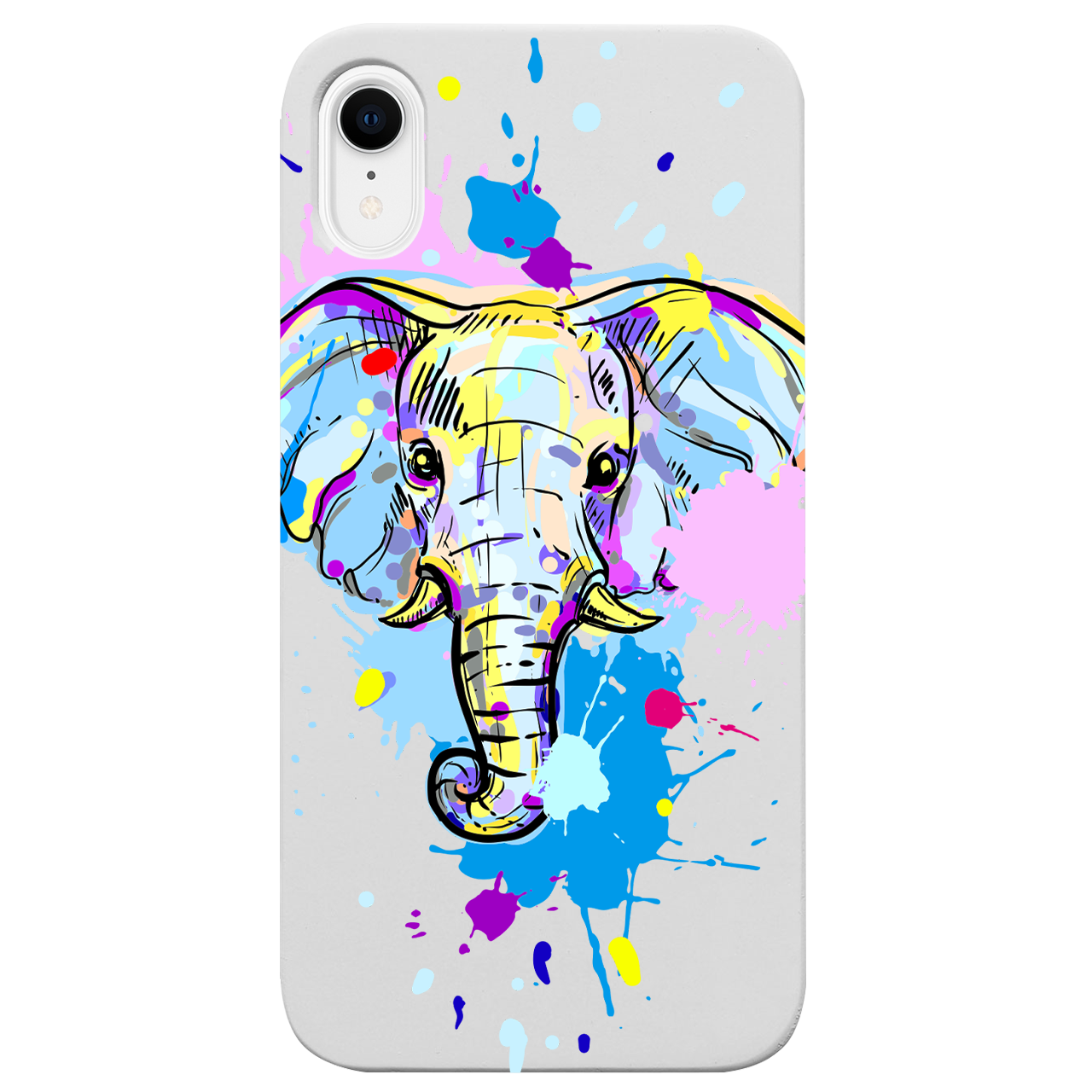 Elephant Head 1 phone case featuring UV color printed design on natural wood surface, showcasing durability and style.