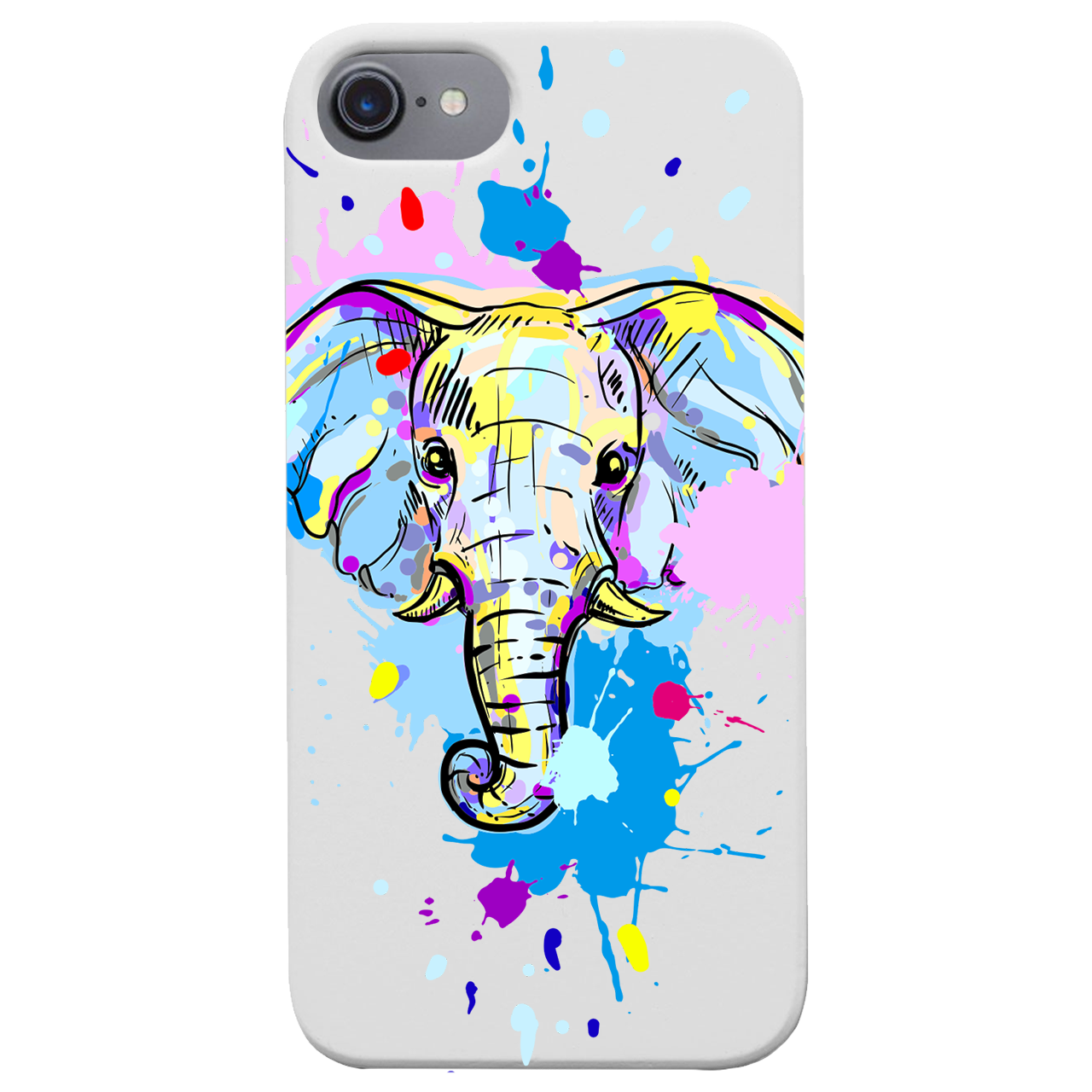 Elephant Head 1 phone case featuring UV color printed design on natural wood surface, showcasing durability and style.