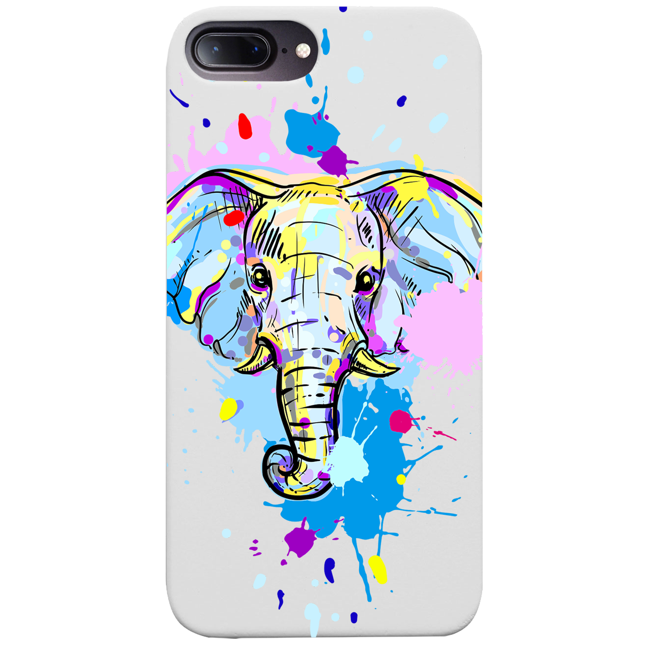 Elephant Head 1 phone case featuring UV color printed design on natural wood surface, showcasing durability and style.