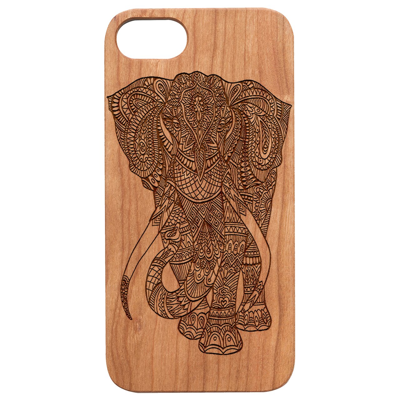 Elephant Mandala 2 - Engraved wooden phone case showcasing intricate design and durable construction.