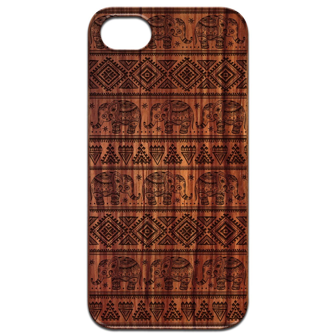 Elephant Pattern - Engraved wooden phone case showcasing intricate design and durable construction.