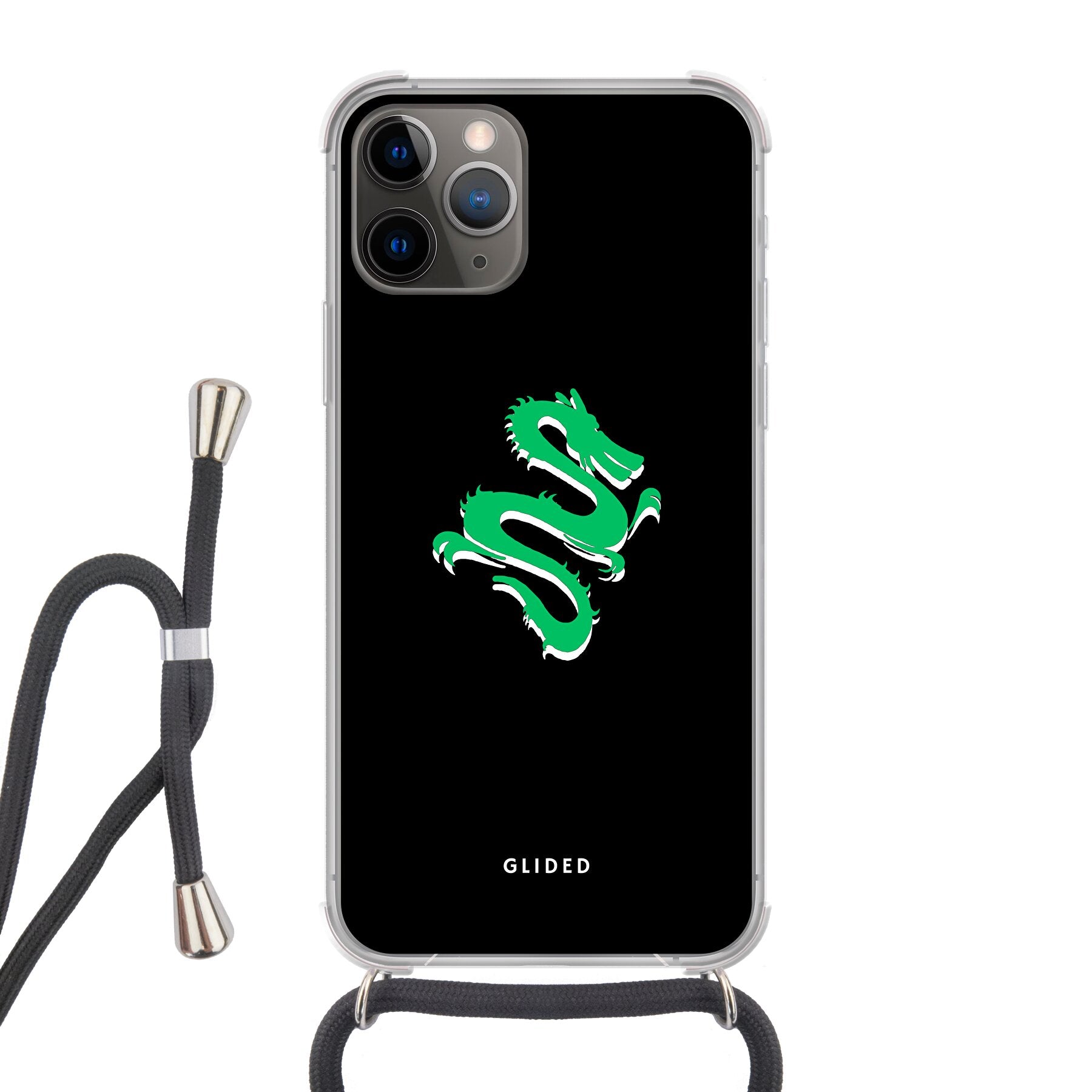 Emerald Dragon Handyhülle für iPhone 11 Pro mit majestätischem grünem Drachen-Design, idealer Schutz und stilvolles Accessoire.