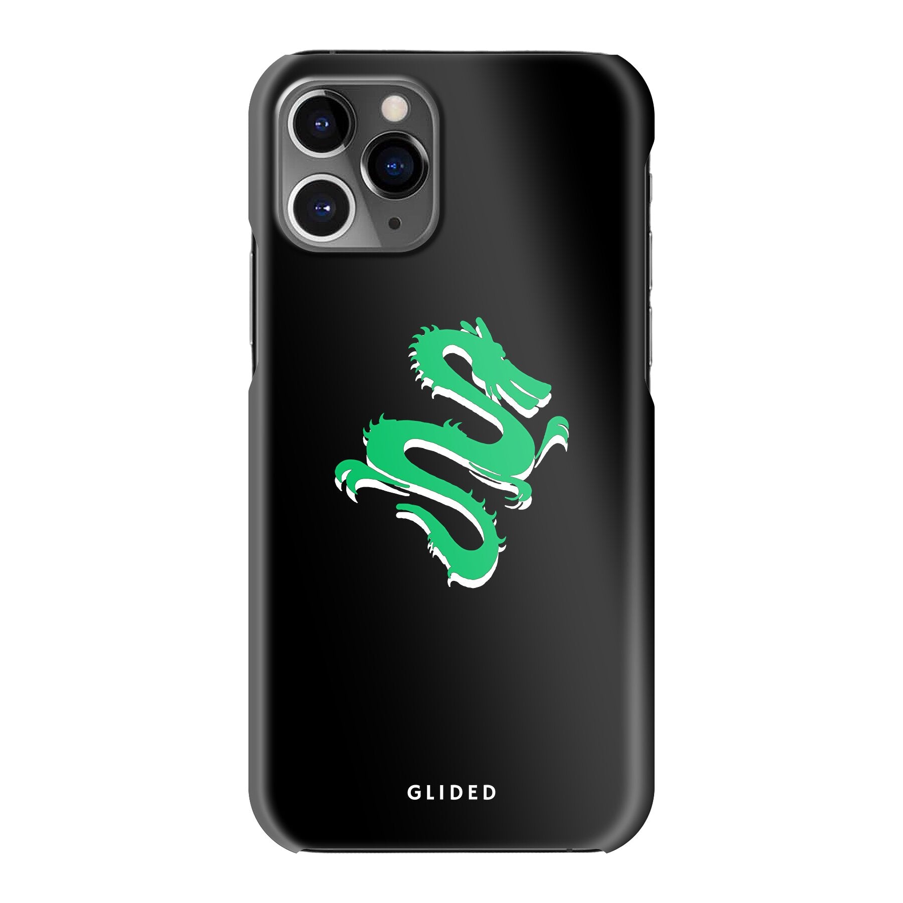 Emerald Dragon Handyhülle für iPhone 11 Pro mit majestätischem grünem Drachen-Design, idealer Schutz und stilvolles Accessoire.