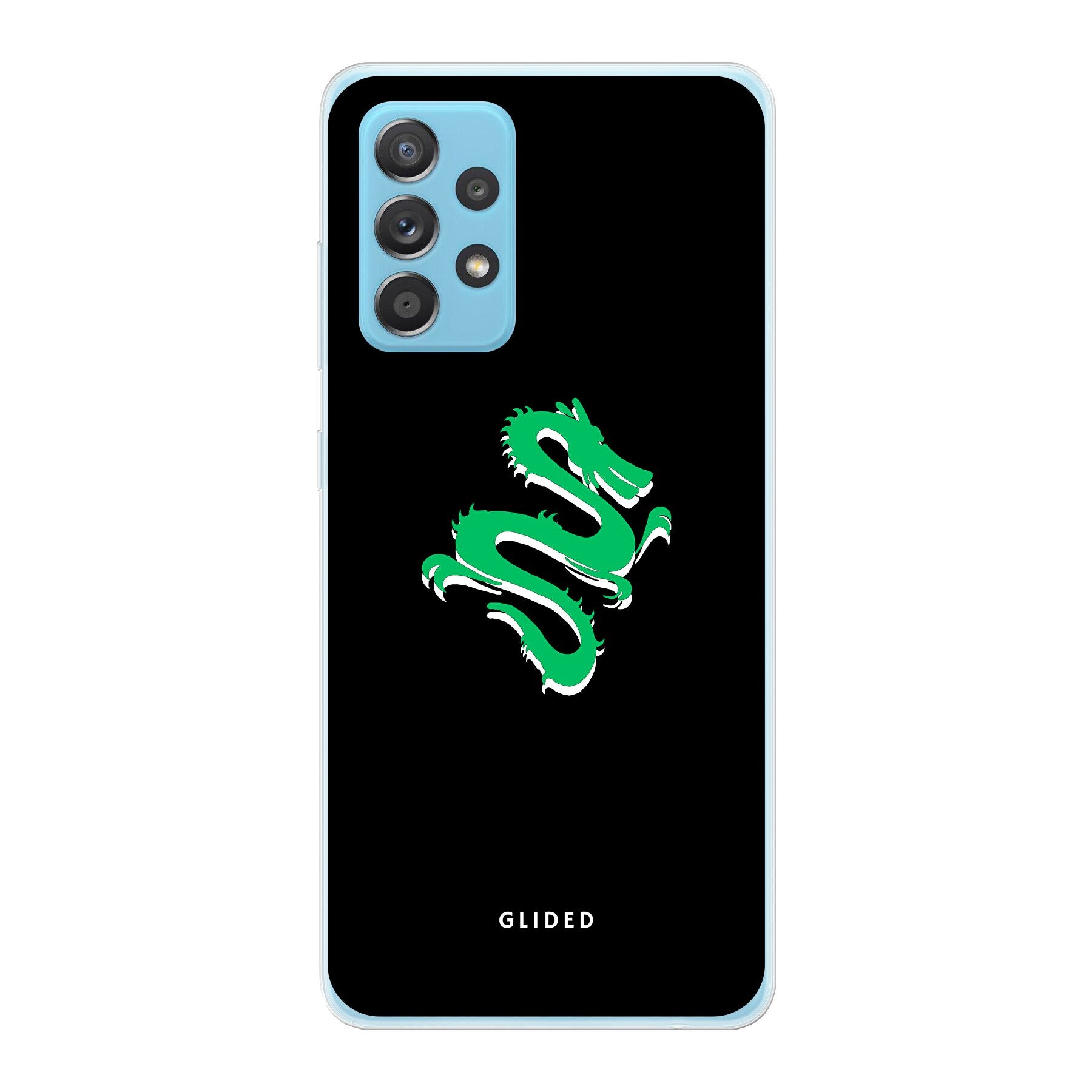 Emerald Dragon Handyhülle für Samsung Galaxy A53 5G mit majestätischem grünem Drachen-Design, idealer Schutz und stilvolles Accessoire.