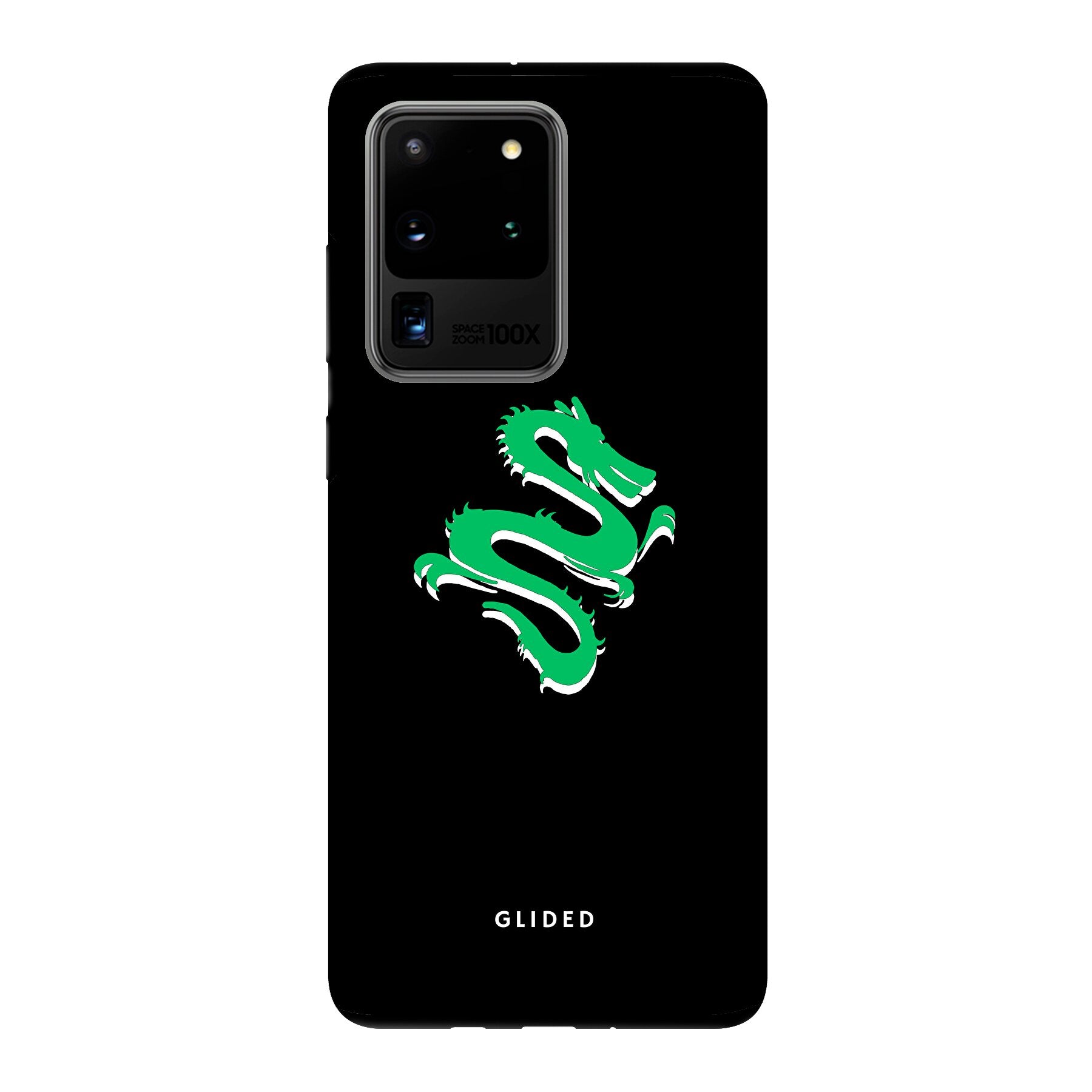 Emerald Dragon Handyhülle für Samsung Galaxy S20 Ultra mit majestätischem grünem Drachen-Design, idealer Schutz und stilvolle Ästhetik.