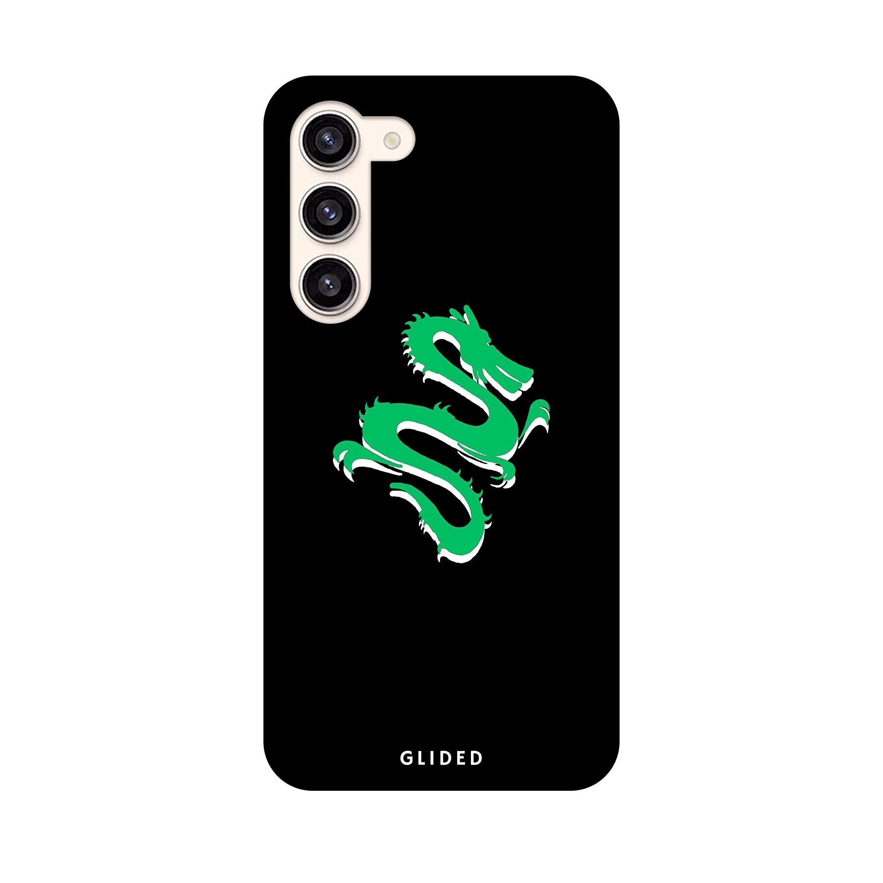 Emerald Dragon Handyhülle für Samsung Galaxy S23 Plus mit majestätischem grünem Drachen-Design, idealer Schutz und stilvolles Aussehen.