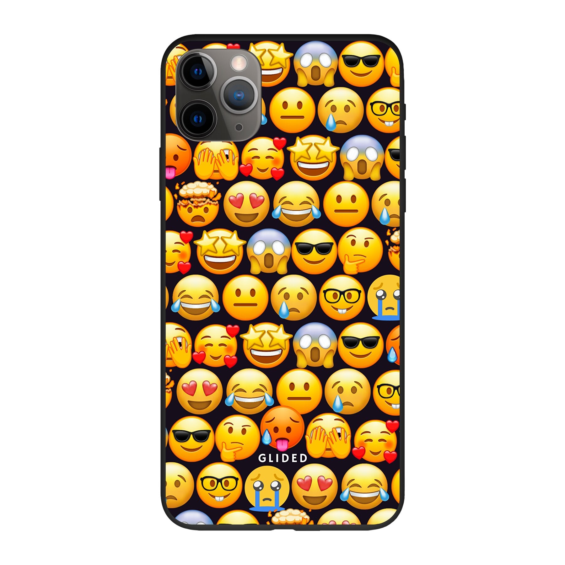 Bunte Emoji Town iPhone 11 Pro Max Handyhülle mit verschiedenen Emojis für Ausdruck und Schutz.