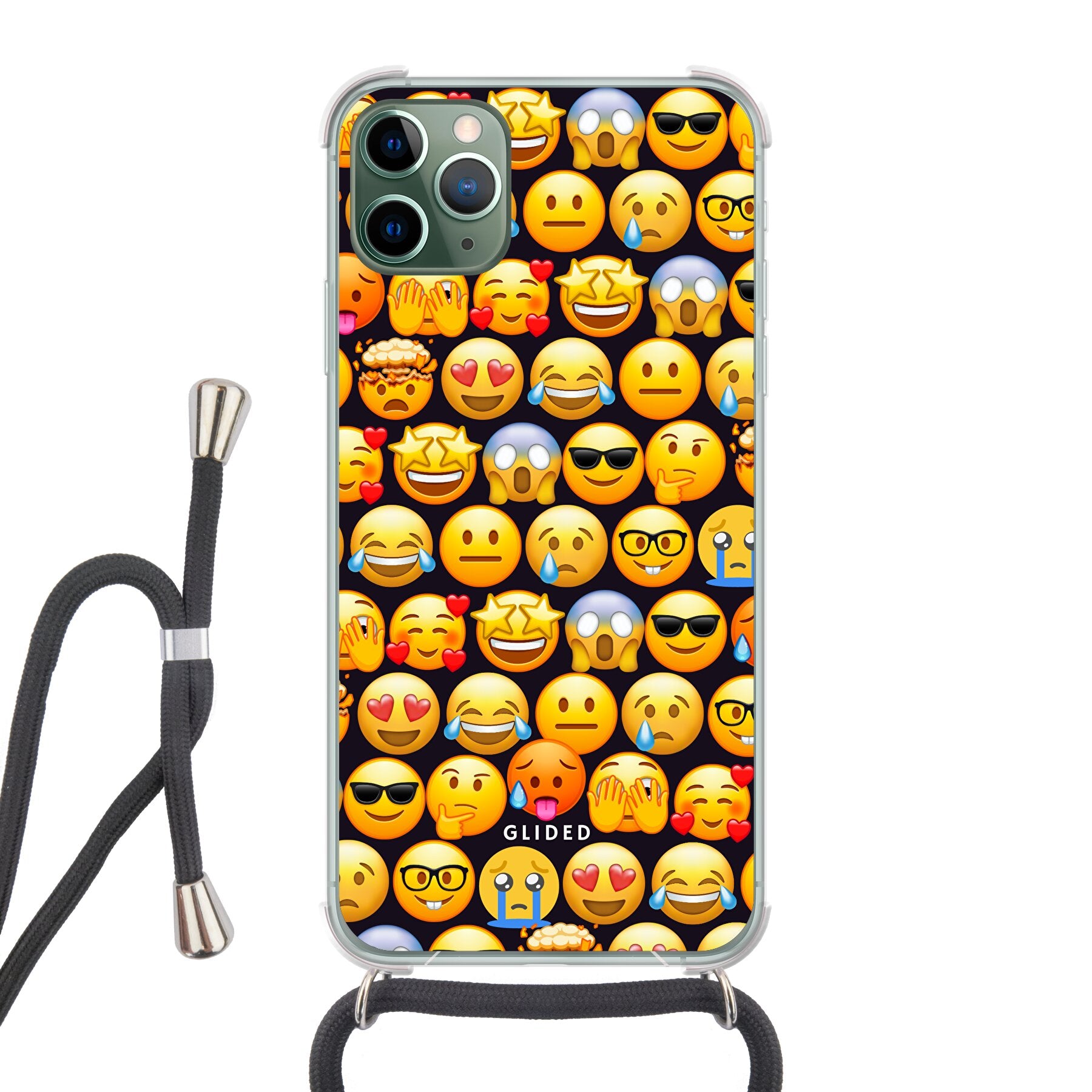 Bunte Emoji Town iPhone 11 Pro Max Handyhülle mit verschiedenen Emojis für Ausdruck und Schutz.