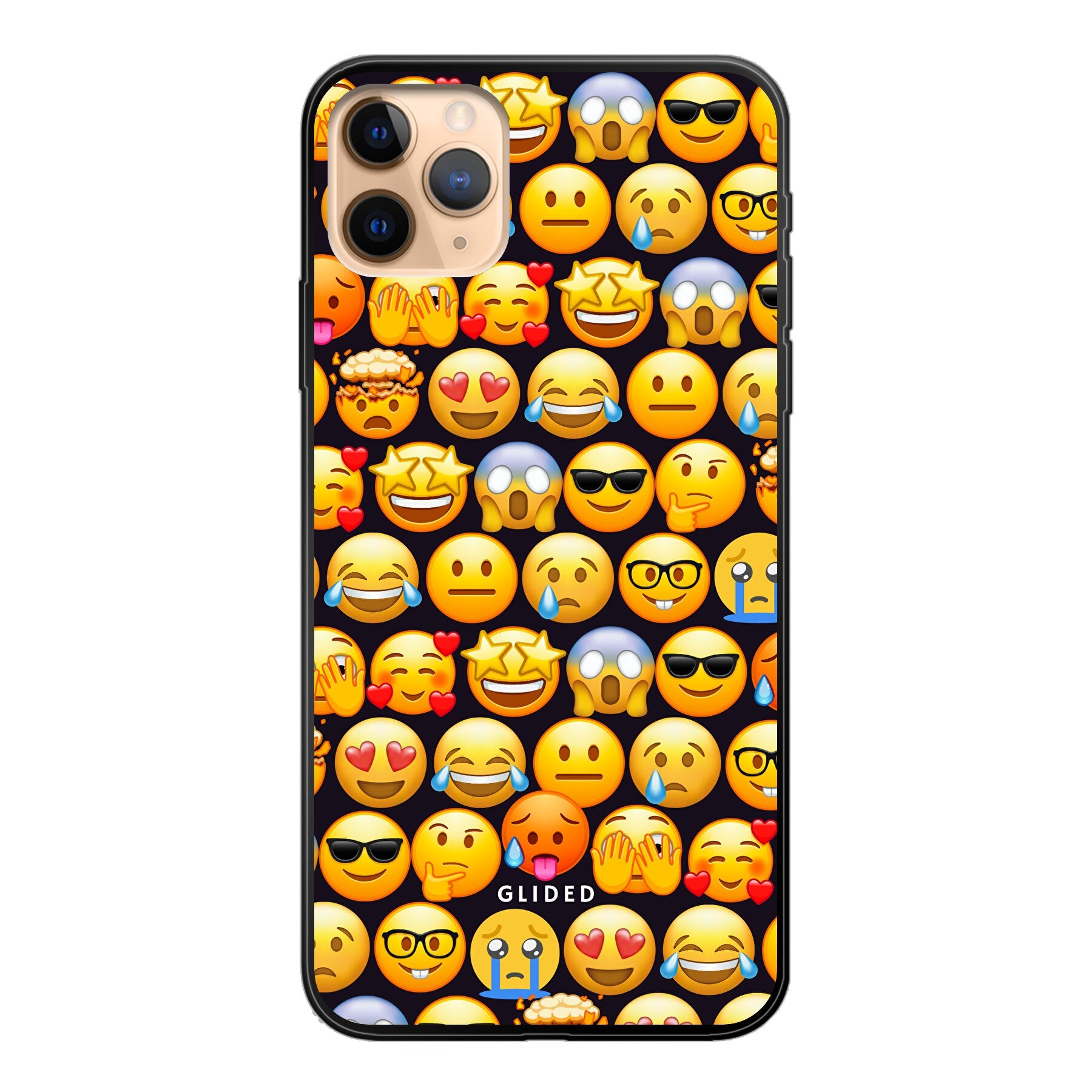 Bunte Emoji Town iPhone 11 Pro Max Handyhülle mit verschiedenen Emojis für Ausdruck und Schutz.