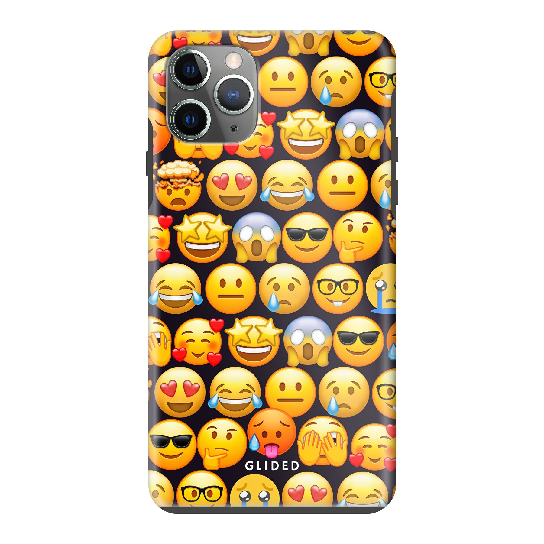 Bunte Emoji Town iPhone 11 Pro Max Handyhülle mit verschiedenen Emojis für Ausdruck und Schutz.