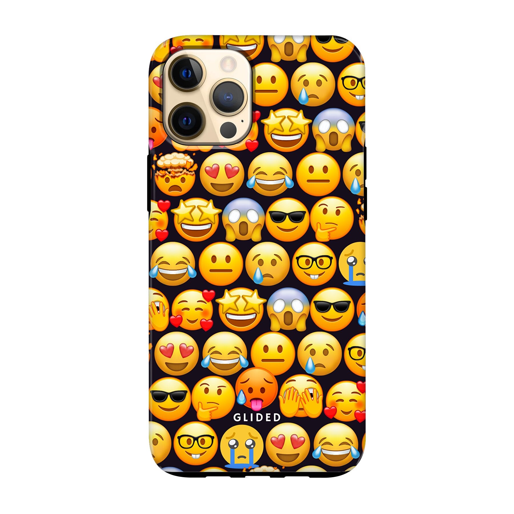 Bunte Emoji Town iPhone 12 Pro Max Handyhülle mit verschiedenen Emojis für Schutz und Stil.