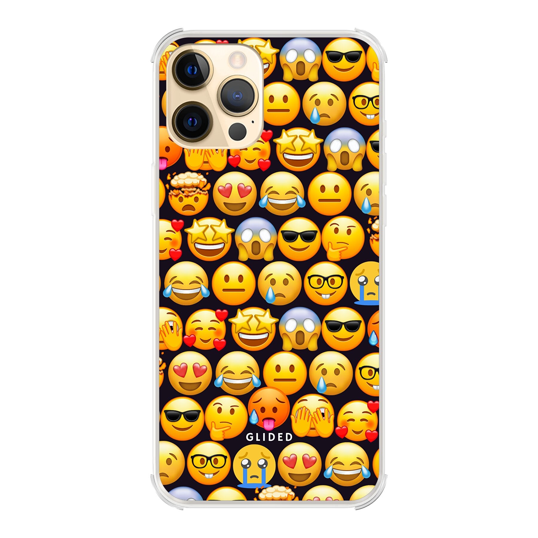 Bunte Emoji Town iPhone 12 Pro Max Handyhülle mit verschiedenen Emojis für Schutz und Stil.