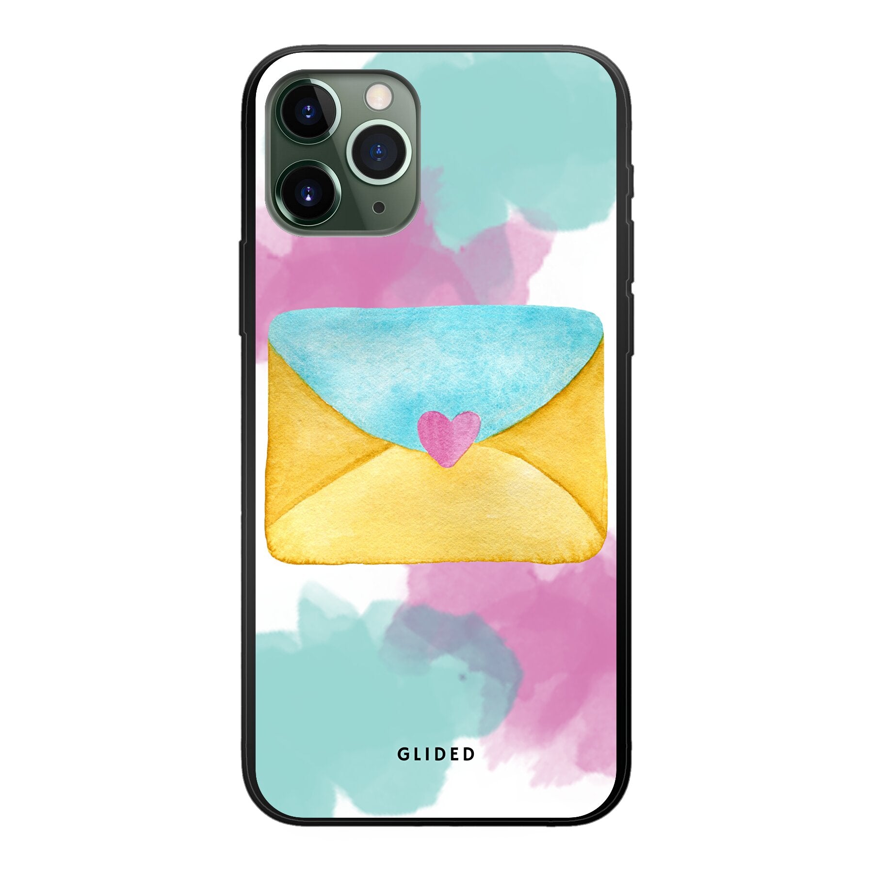 Envelope iPhone 11 Pro Handyhülle in sanften Pastellfarben mit einem liebevollen Liebesbrief-Design.