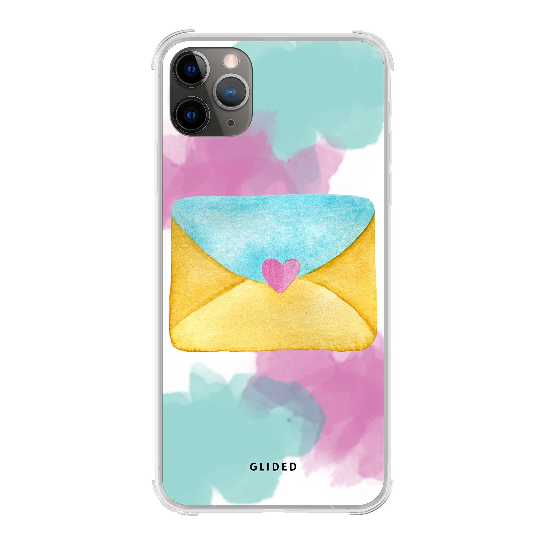 Envelope Handyhülle für iPhone 11 Pro Max in sanften Pastellfarben mit einem romantischen Liebesbrief-Design.