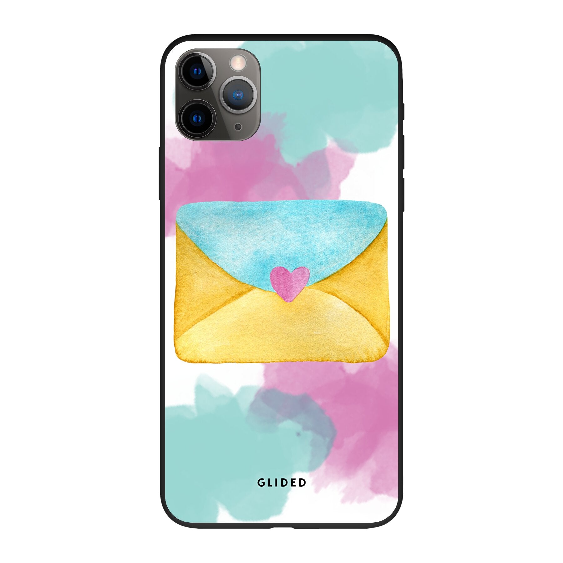 Envelope Handyhülle für iPhone 11 Pro Max in sanften Pastellfarben mit einem romantischen Liebesbrief-Design.