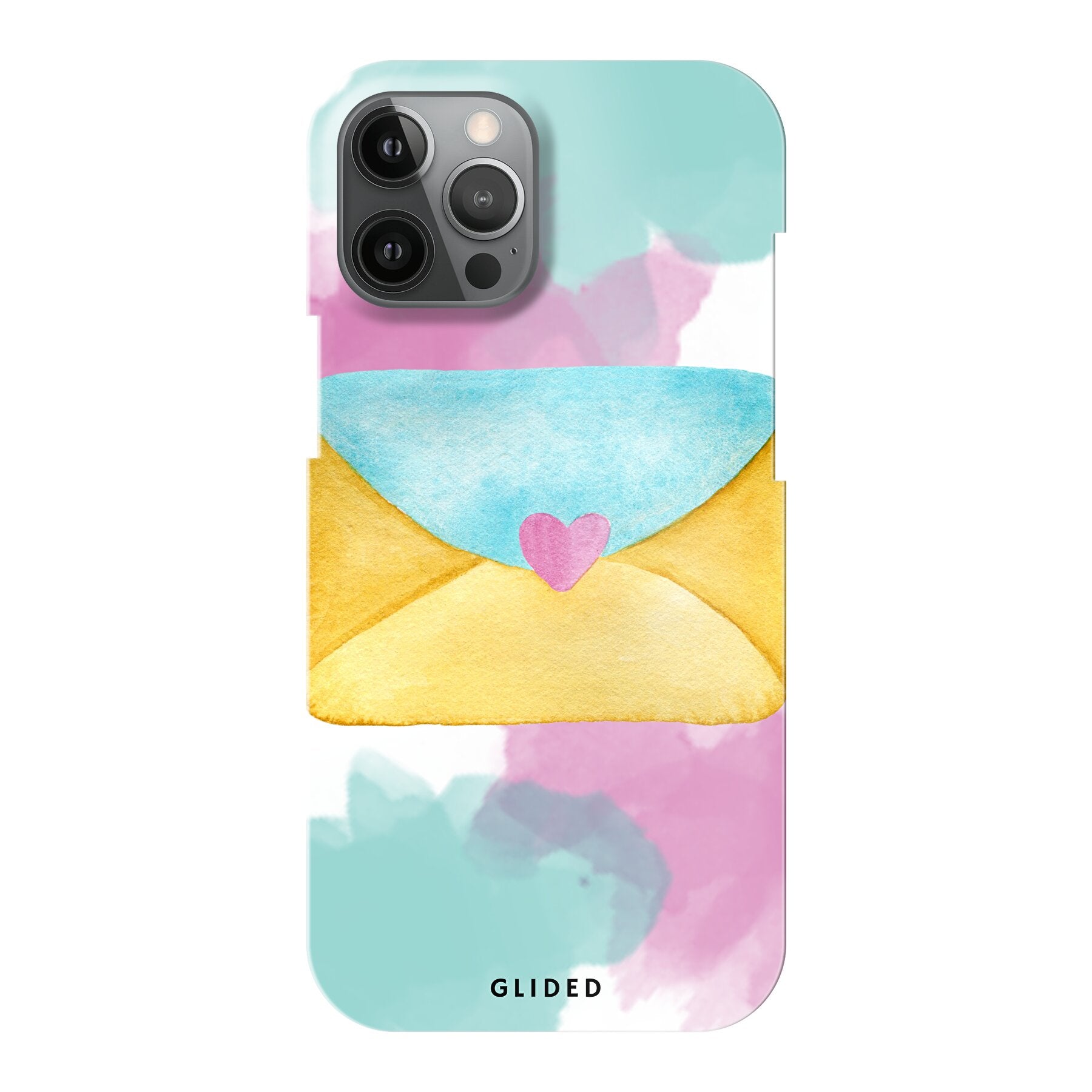 Envelope Handyhülle für iPhone 12 Pro Max in sanften Pastellfarben mit romantischem Liebesbrief-Design, idealer Schutz und stilvolles Accessoire.