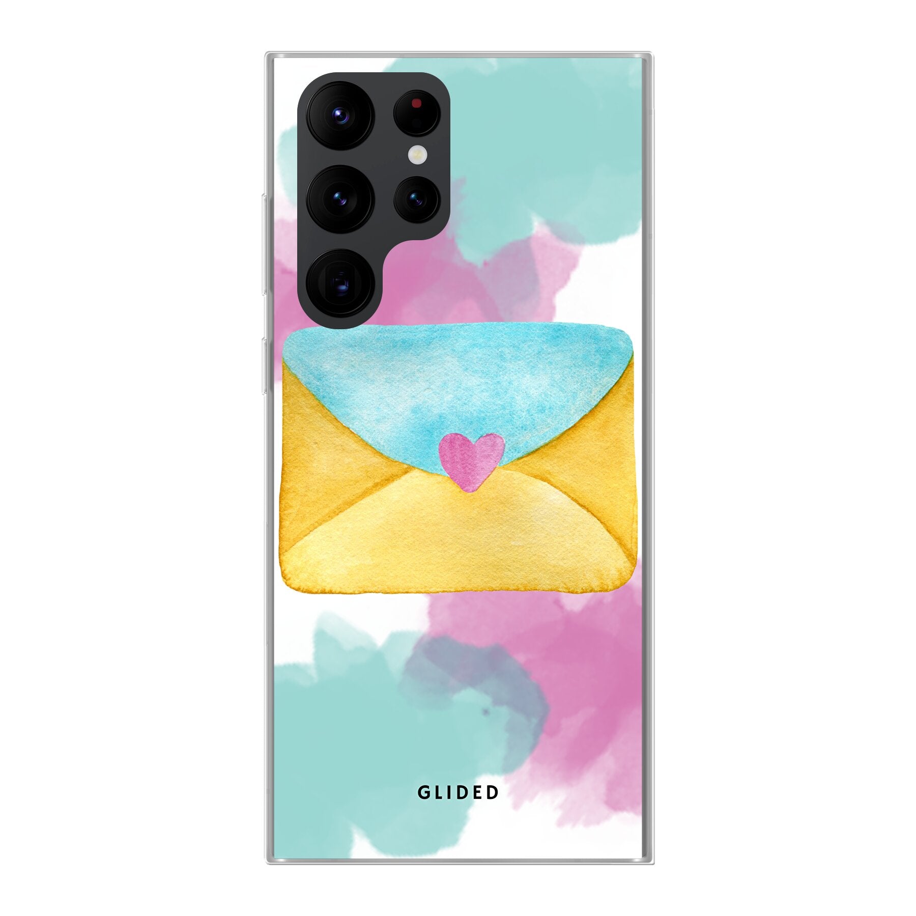 Envelope Handyhülle für Samsung Galaxy S20 Ultra in sanften Pastellfarben mit einem romantischen Liebesbrief-Design.