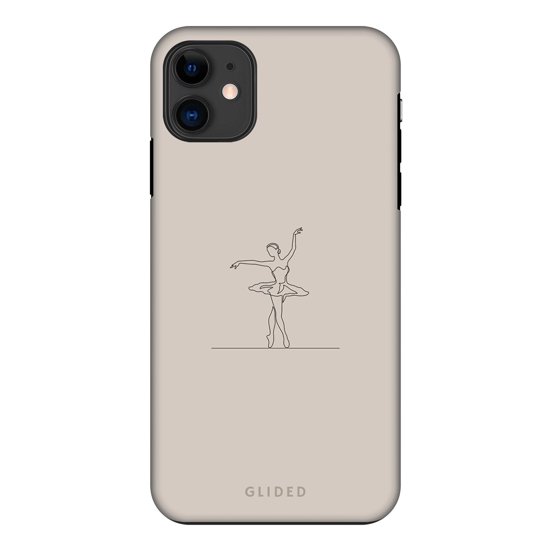 Felicity iPhone 11 Handyhülle mit Balletttänzerin auf beigem Hintergrund, elegant und schützend.