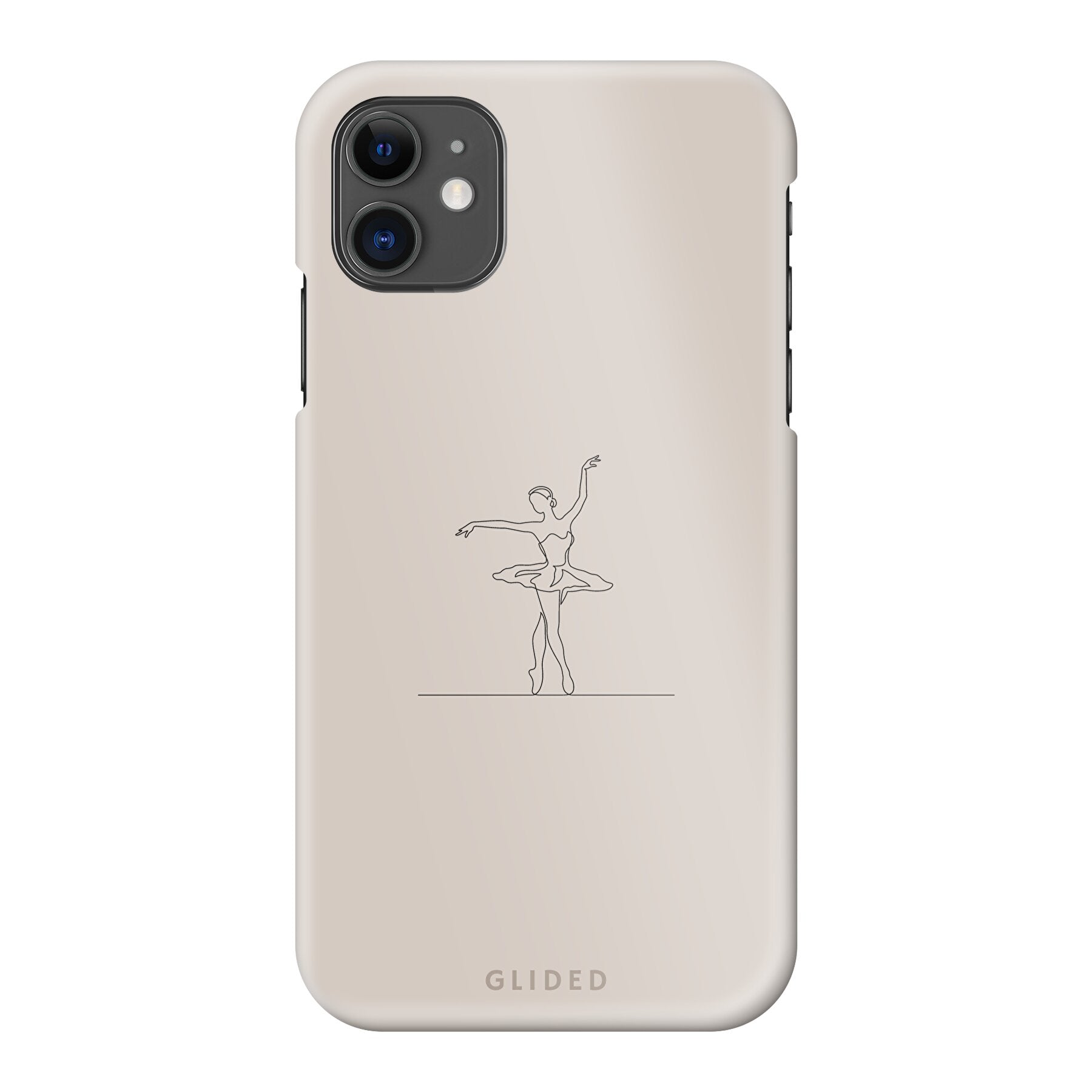 Felicity iPhone 11 Handyhülle mit Balletttänzerin auf beigem Hintergrund, elegant und schützend.