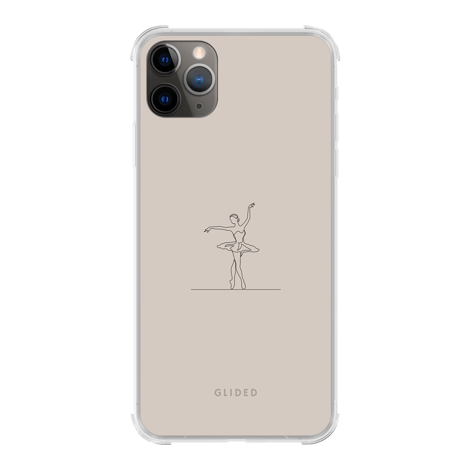 Felicity iPhone 11 Pro Max Handyhülle mit zarter Balletttänzerin auf beigem Hintergrund, elegant und schützend.