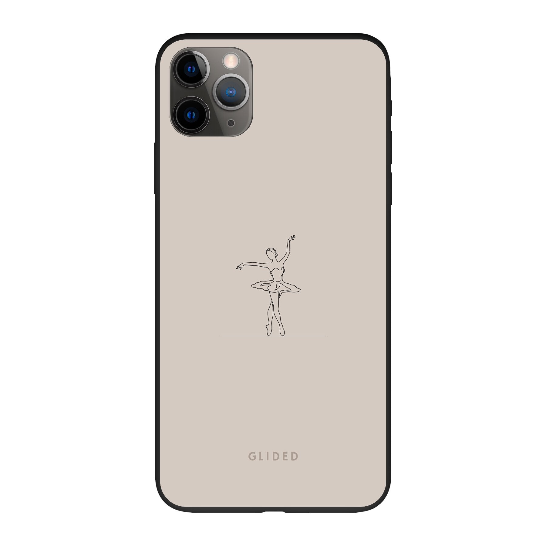 Felicity iPhone 11 Pro Max Handyhülle mit zarter Balletttänzerin auf beigem Hintergrund, elegant und schützend.