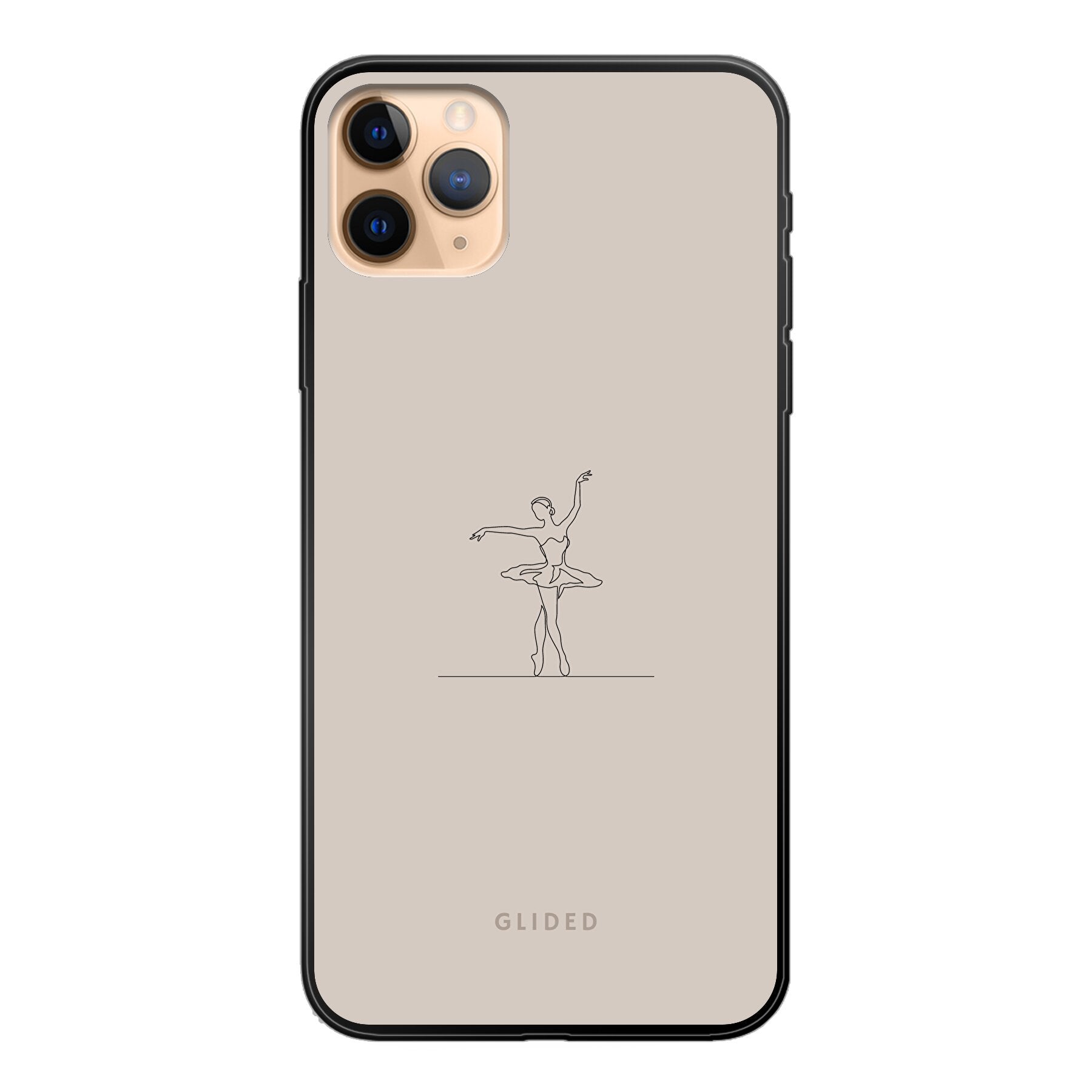 Felicity iPhone 11 Pro Max Handyhülle mit zarter Balletttänzerin auf beigem Hintergrund, elegant und schützend.