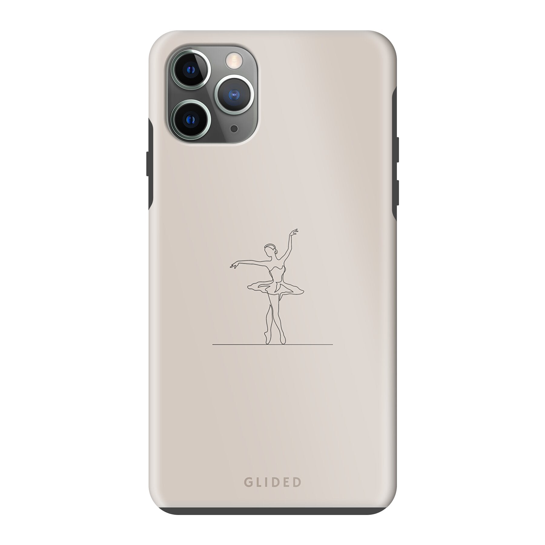 Felicity iPhone 11 Pro Max Handyhülle mit zarter Balletttänzerin auf beigem Hintergrund, elegant und schützend.