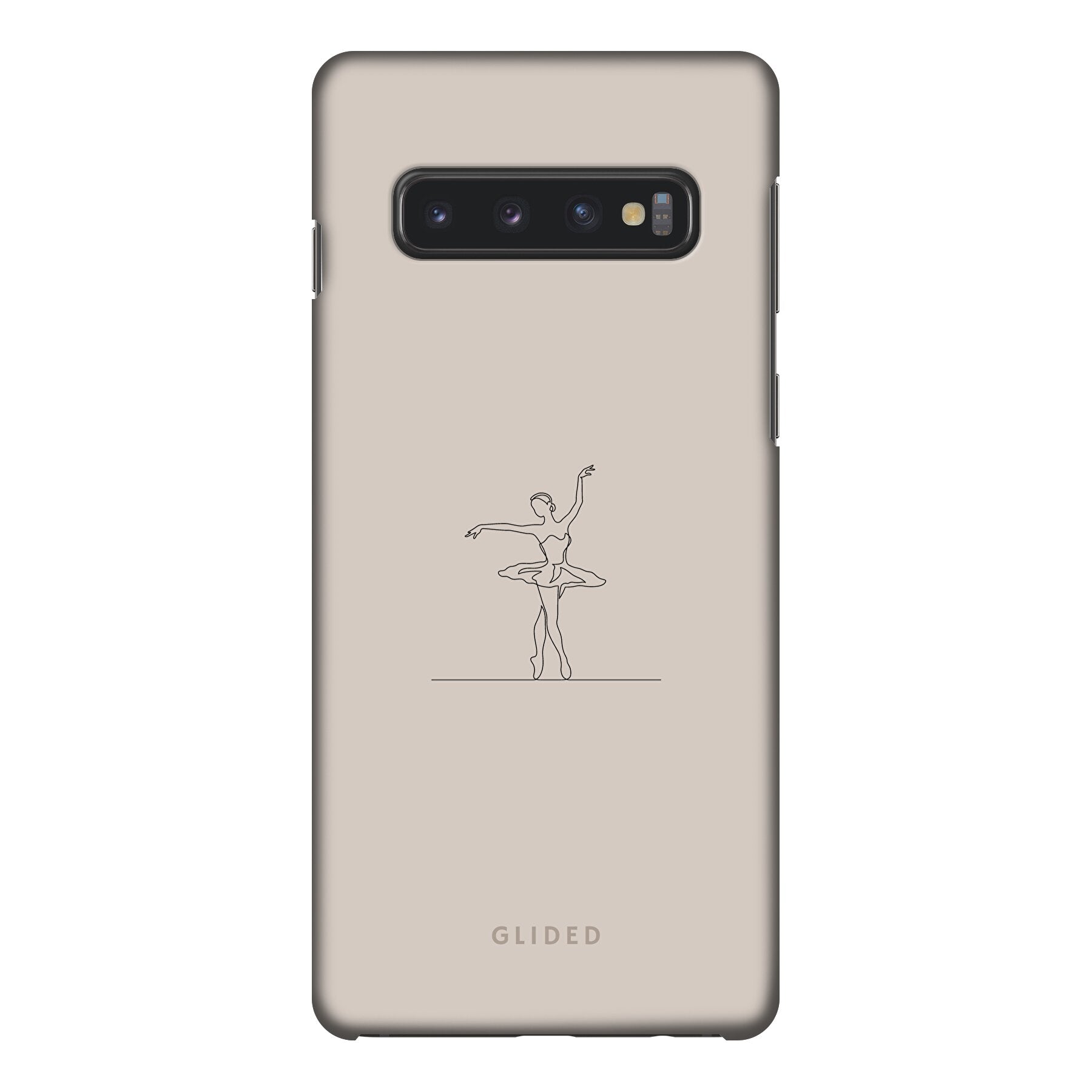 Felicity Handyhülle für Samsung Galaxy S10 mit Balletttänzerin-Design auf beigem Hintergrund, elegant und schützend.