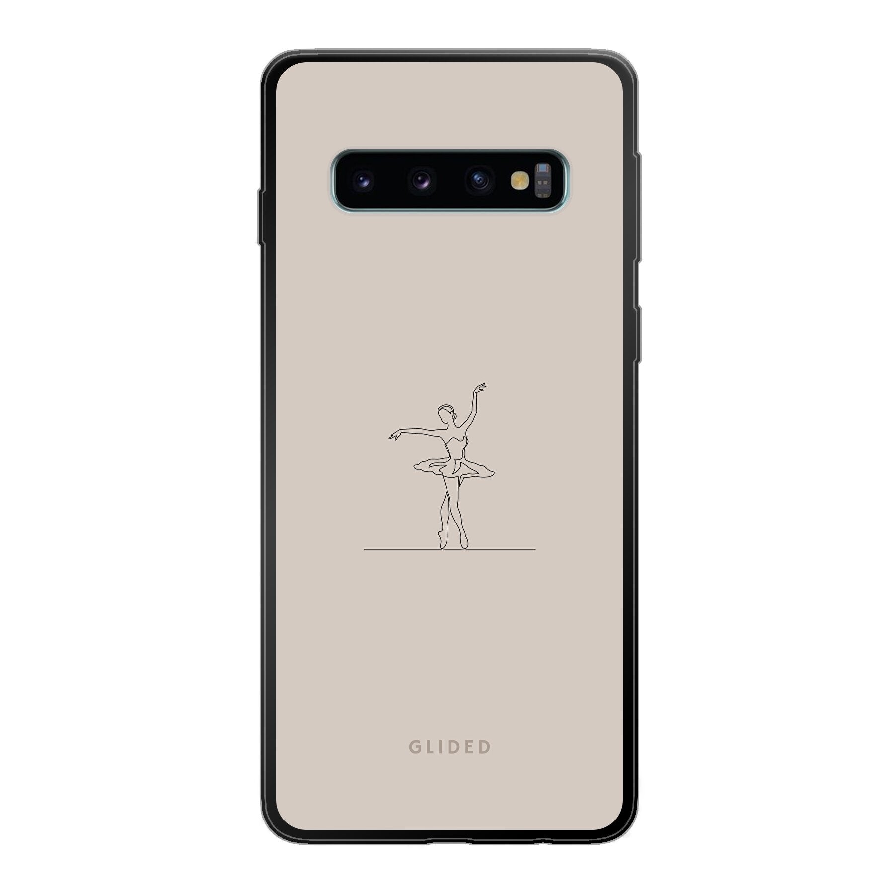 Felicity Handyhülle für Samsung Galaxy S10 mit Balletttänzerin-Design auf beigem Hintergrund, elegant und schützend.