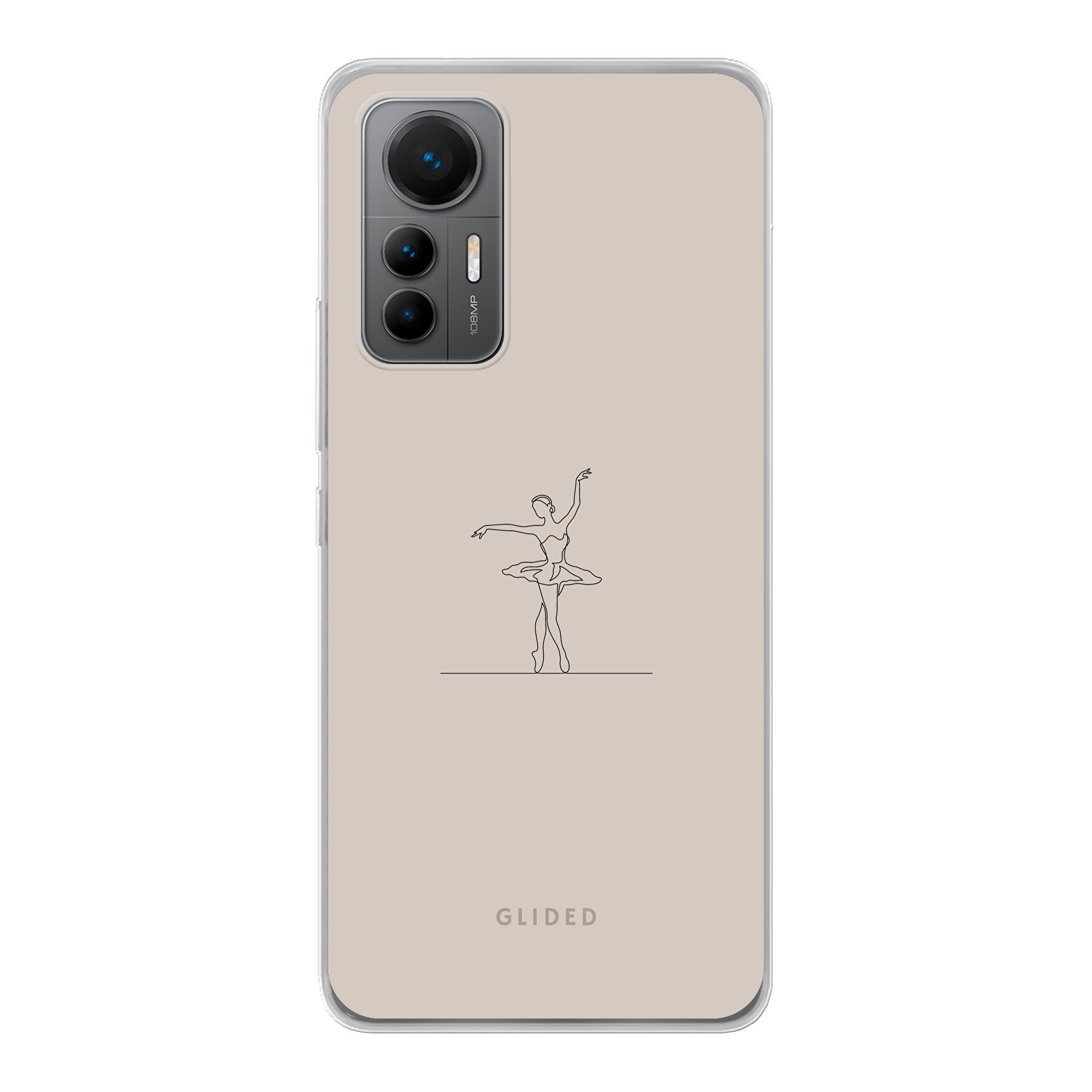 Felicity Xiaomi 12 Lite Handyhülle mit zarter Balletttänzerin auf beigem Hintergrund, elegant und schützend.