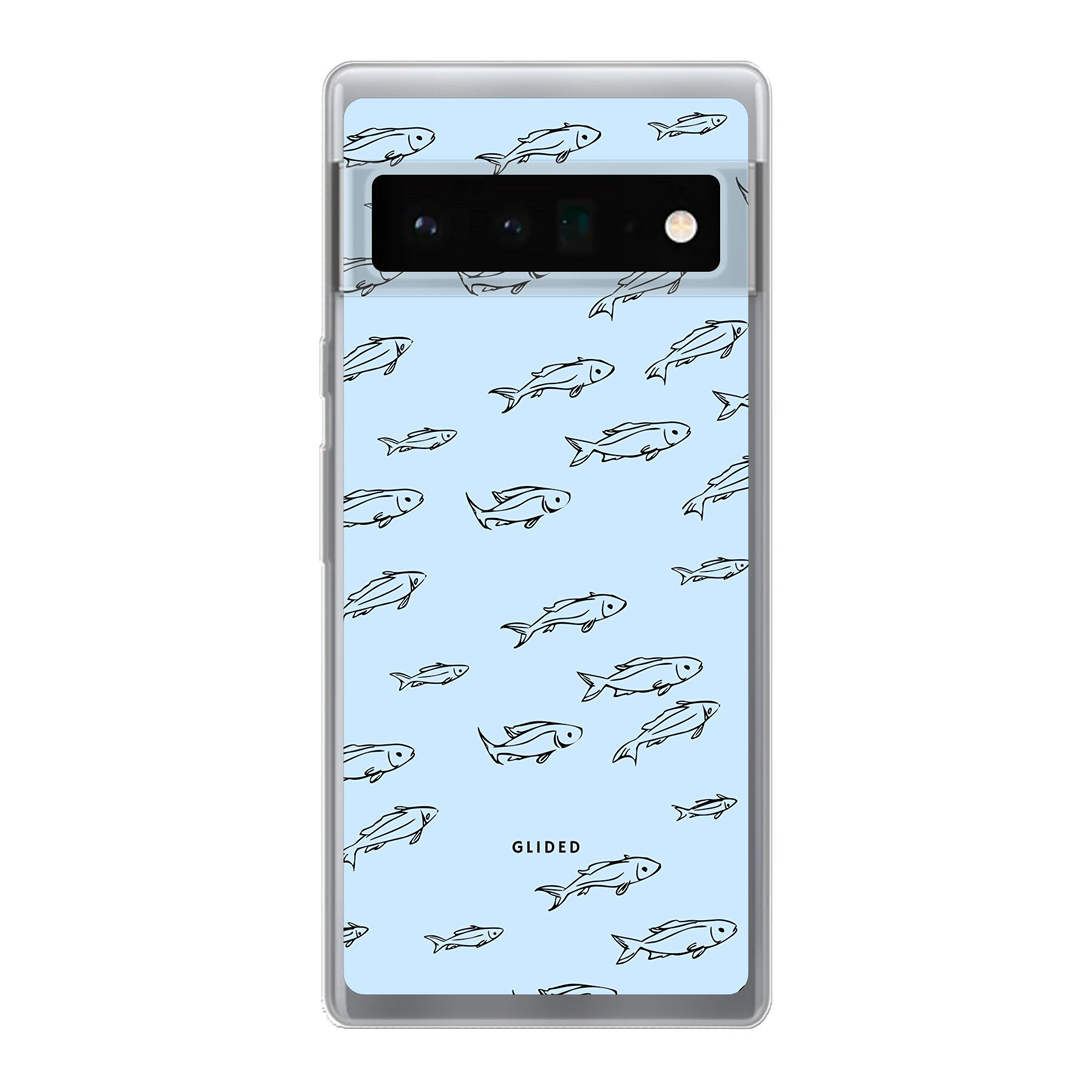 Fishy Handyhülle für Google Pixel 6 Pro mit bunten Fischen auf einem hellen Hintergrund, bietet Schutz und Stil.