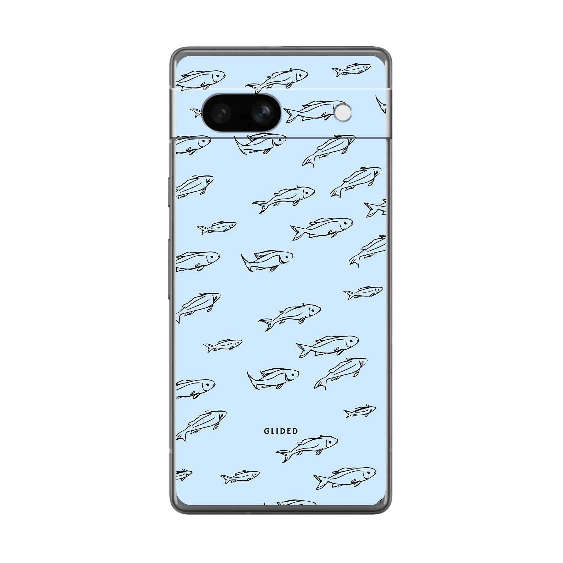 Fishy Handyhülle für Google Pixel 7a mit süßen Fischen auf lebendigem Hintergrund, bietet Schutz und Stil.