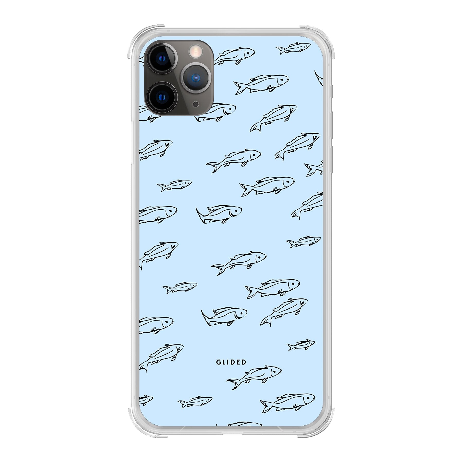 Fishy iPhone 11 Pro Handyhülle mit bunten Fischen auf einem charmanten Hintergrund, idealer Schutz für dein Smartphone.