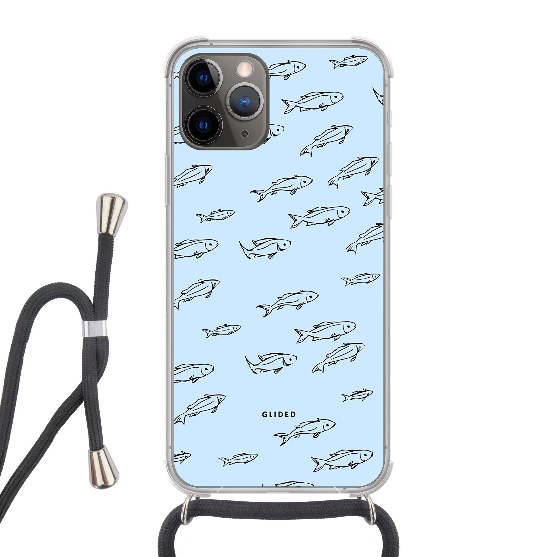 Fishy iPhone 11 Pro Handyhülle mit bunten Fischen auf einem charmanten Hintergrund, idealer Schutz für dein Smartphone.