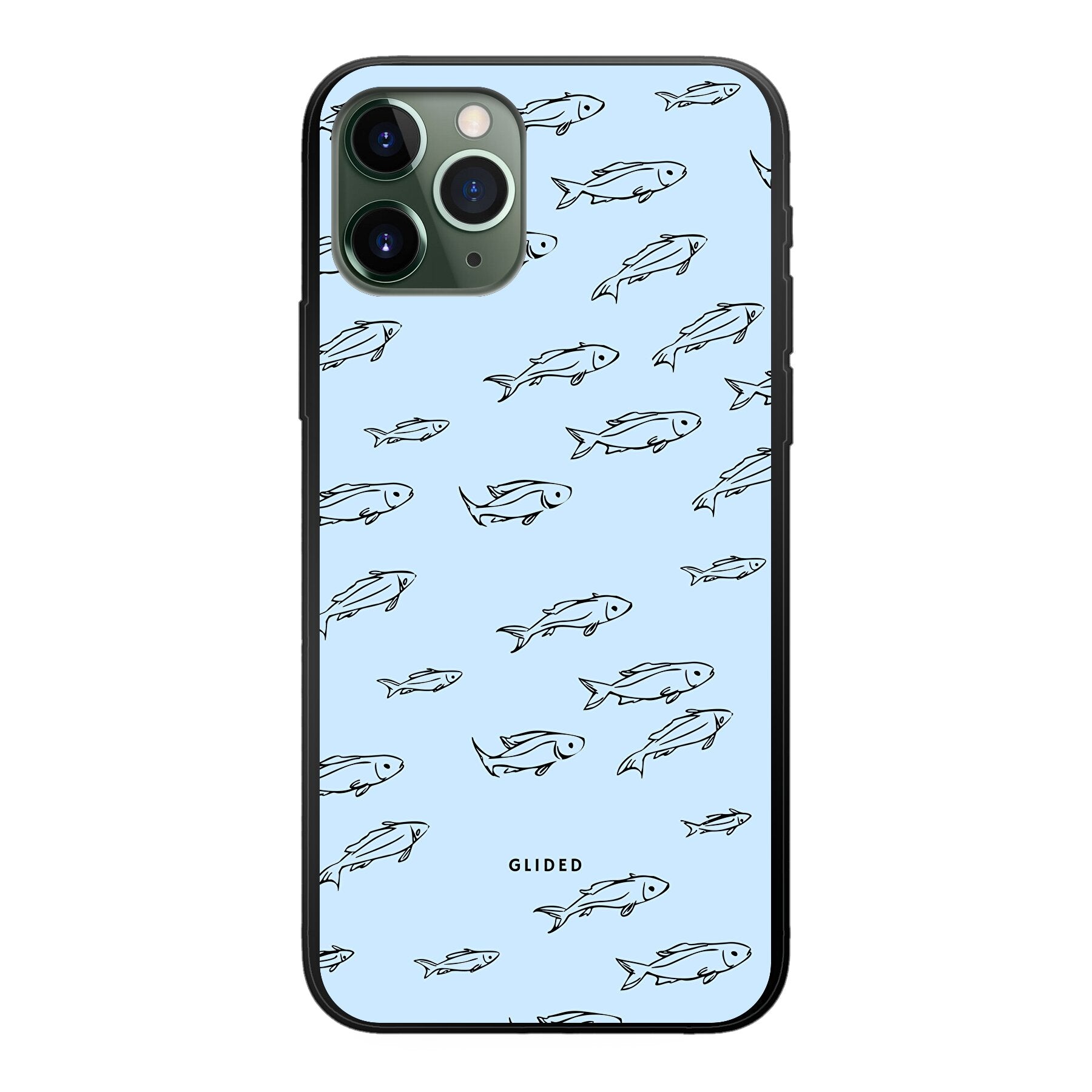 Fishy iPhone 11 Pro Handyhülle mit bunten Fischen auf einem charmanten Hintergrund, idealer Schutz für dein Smartphone.