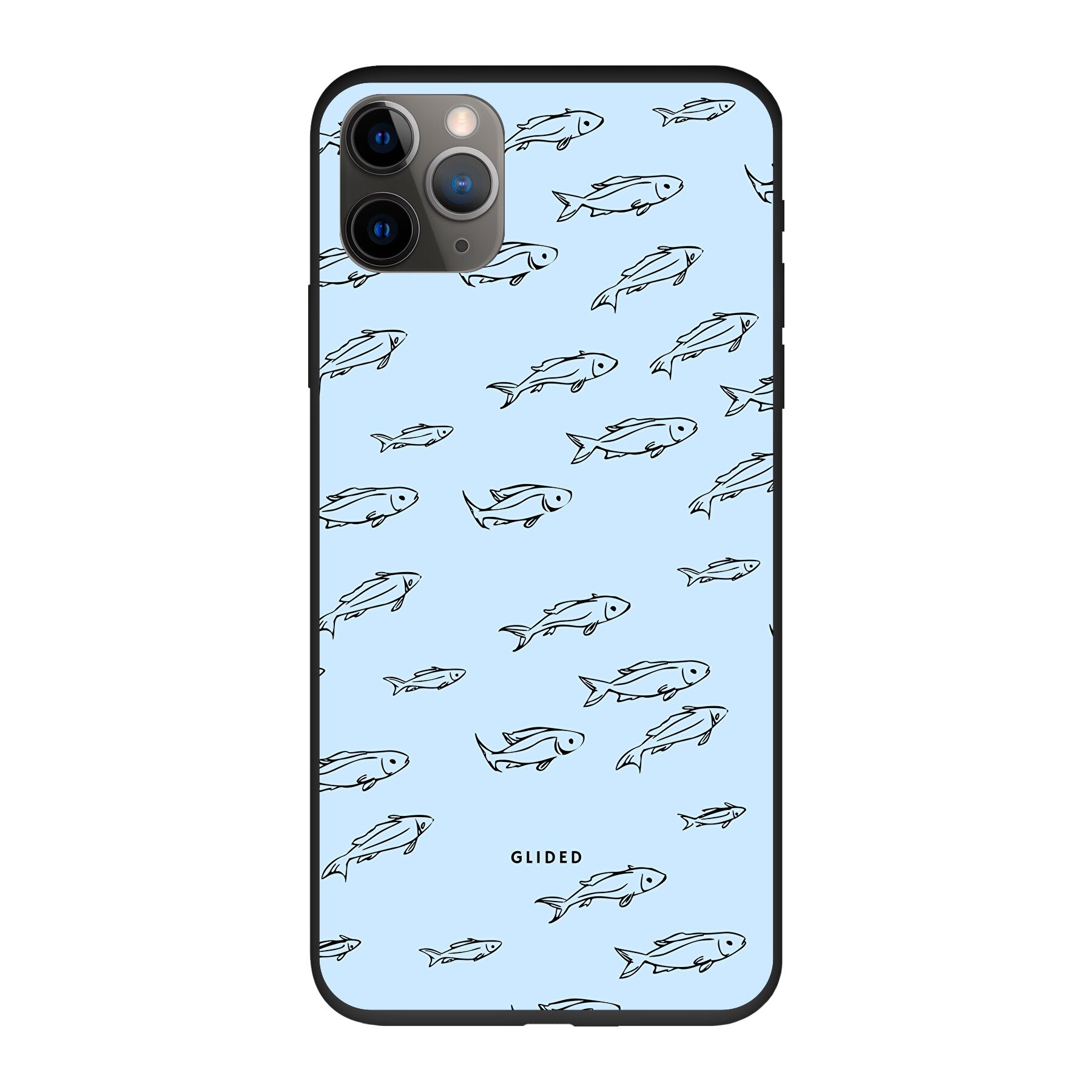 Fishy iPhone 11 Pro Handyhülle mit bunten Fischen auf einem charmanten Hintergrund, idealer Schutz für dein Smartphone.