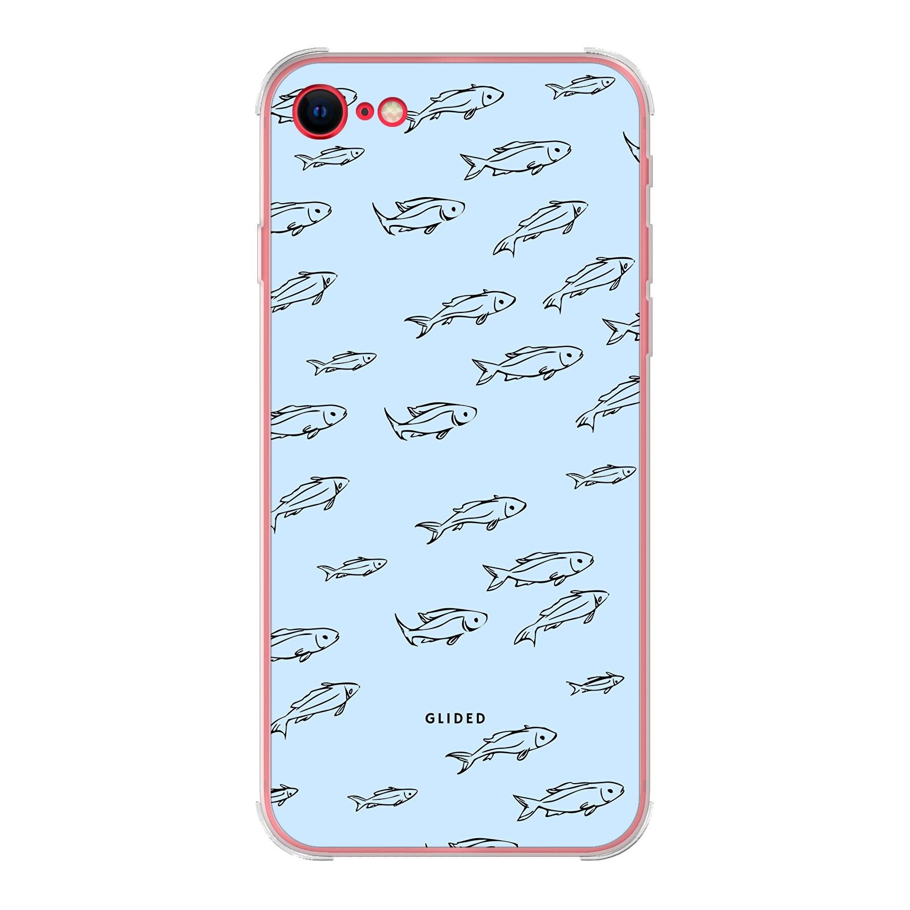 Fishy iPhone 7 Handyhülle mit bunten Fischen auf hellem Hintergrund, bietet Schutz und Stil.