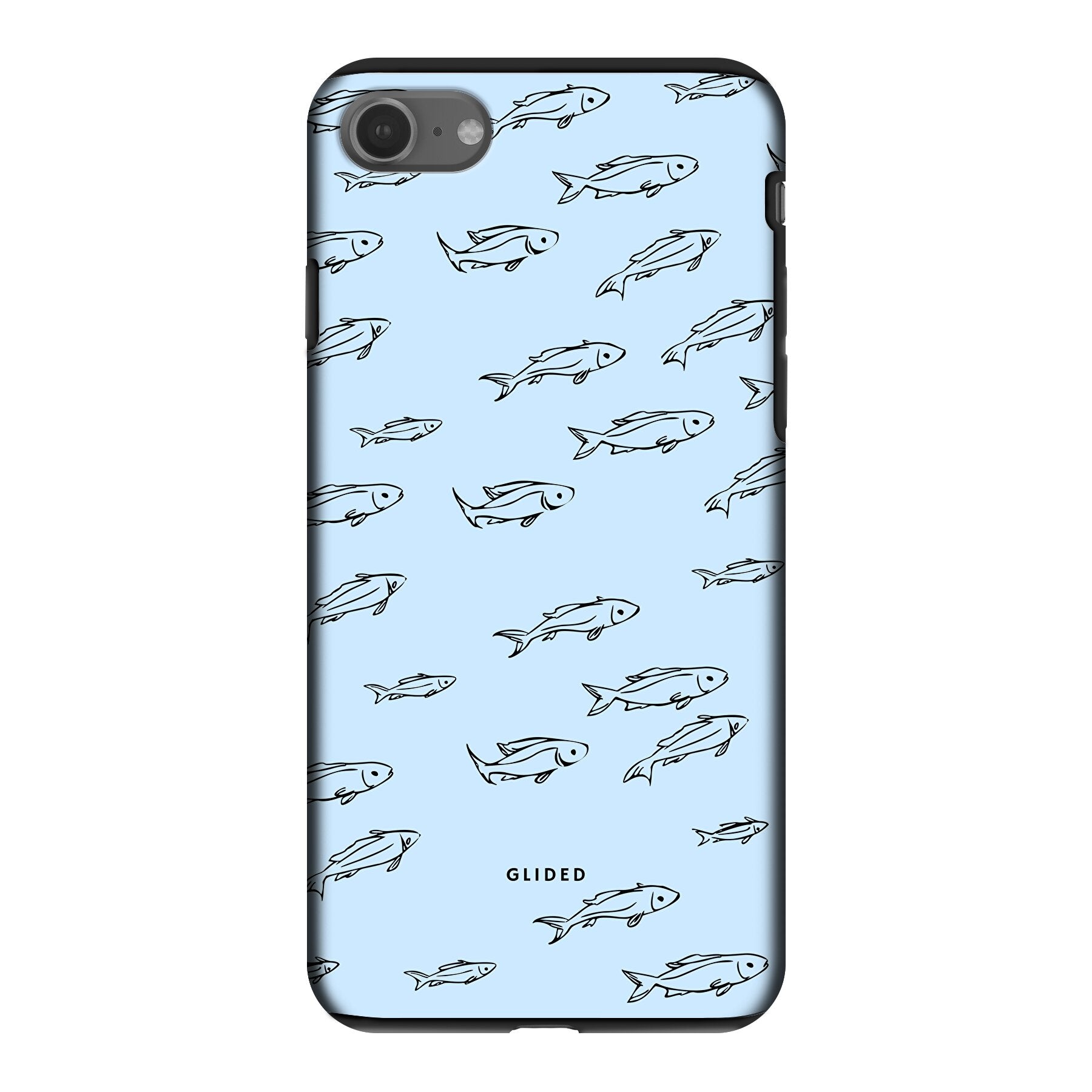 Fishy iPhone 8 Handyhülle mit süßen kleinen Fischen auf einem bunten Hintergrund, bietet Schutz und Stil.