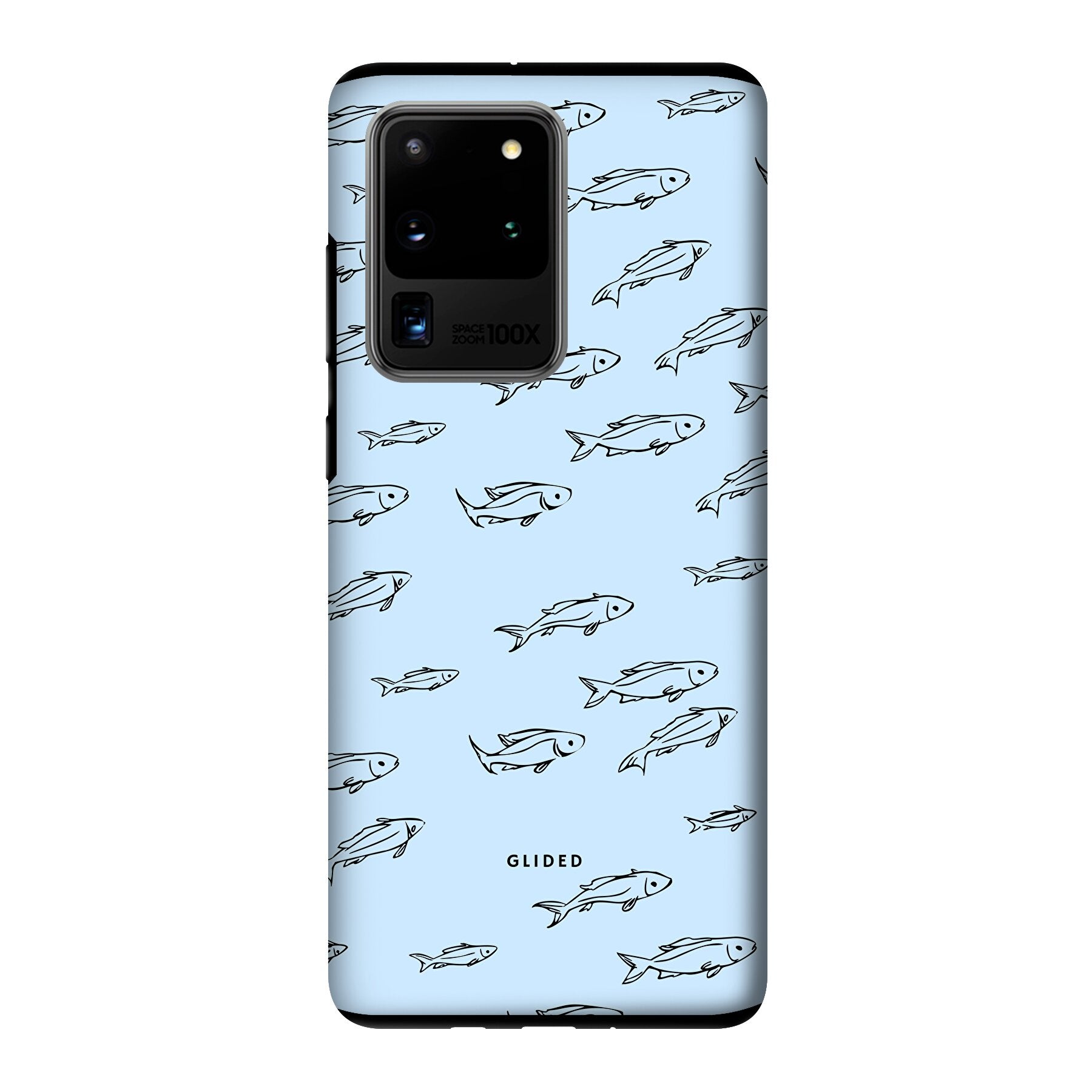 Handyhülle mit Fishy-Design für Samsung Galaxy S20 Ultra, zeigt süße kleine Fische auf einem bunten Hintergrund.