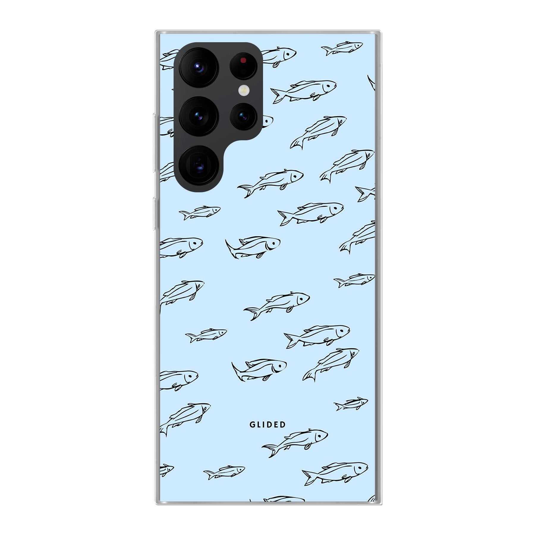 Handyhülle mit Fishy-Design für Samsung Galaxy S20 Ultra, zeigt süße kleine Fische auf einem bunten Hintergrund.