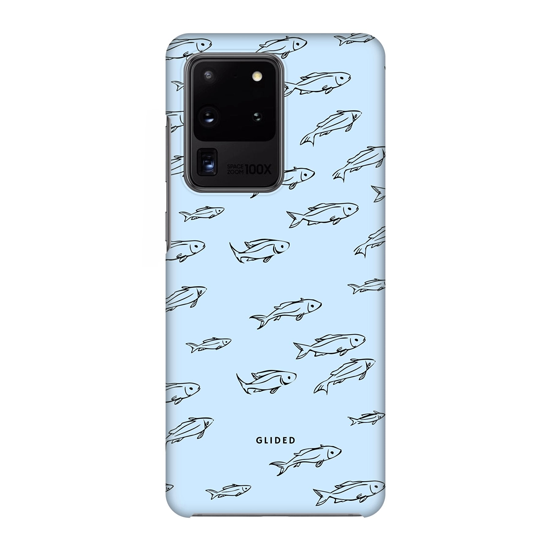 Handyhülle mit Fishy-Design für Samsung Galaxy S20 Ultra, zeigt süße kleine Fische auf einem bunten Hintergrund.