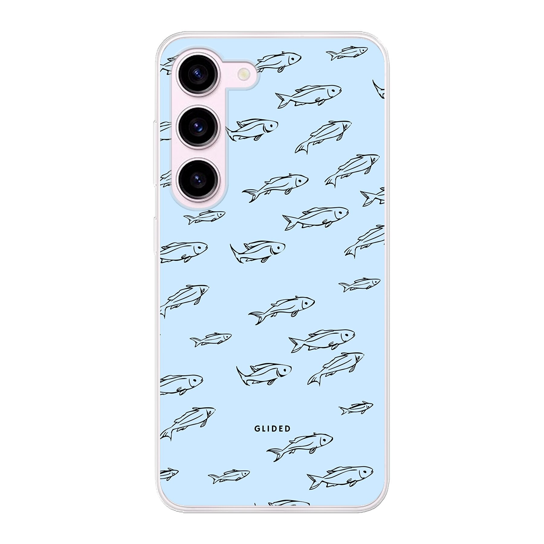 Fishy Handyhülle für Samsung Galaxy S23 mit bunten Fischen auf einem charmanten Hintergrund, bietet Schutz und Stil.